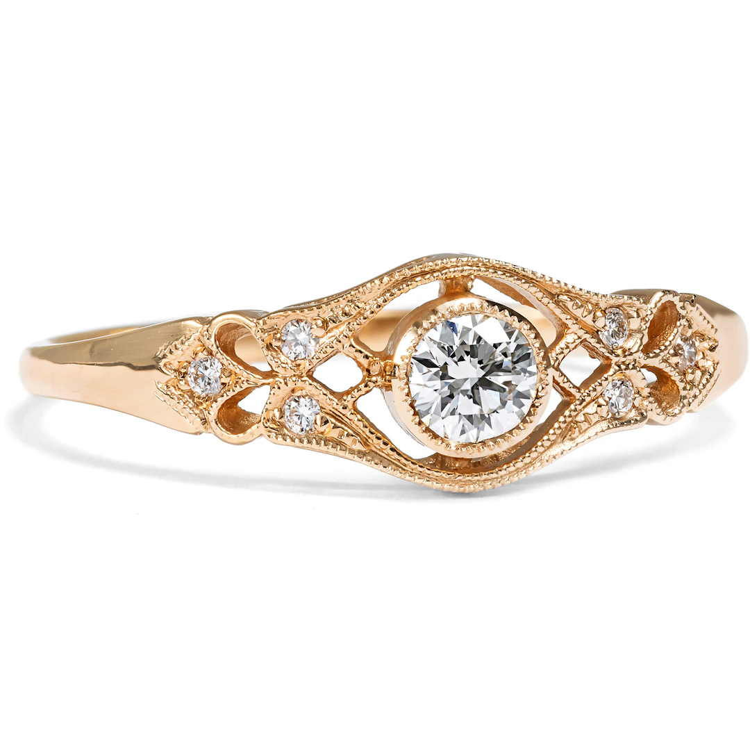 Delicate Rose Gold Ring with Flawless Diamond from Our Workshop