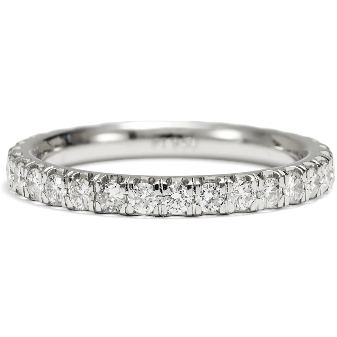 Delicate Memory Ring with Vintage Diamonds in Platinum, Size 54, from