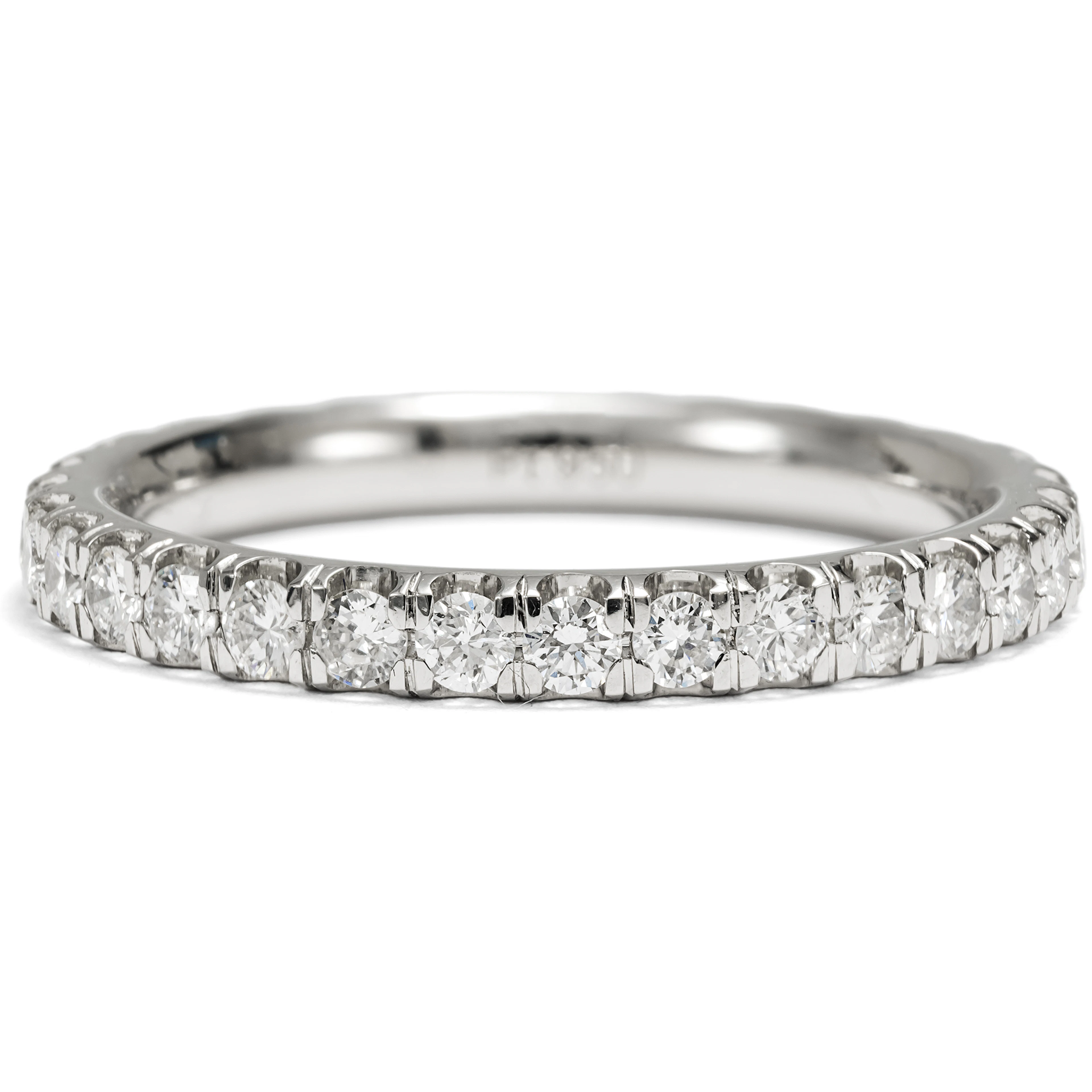 Delicate Memory Ring with Vintage Diamonds in Platinum, Size 54, from