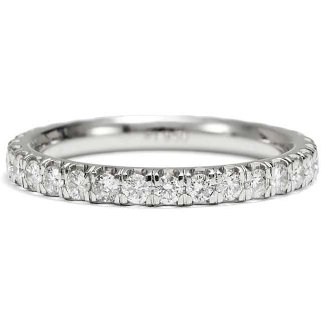 Delicate Memory Ring with Vintage Diamonds in Platinum, Size 54, from