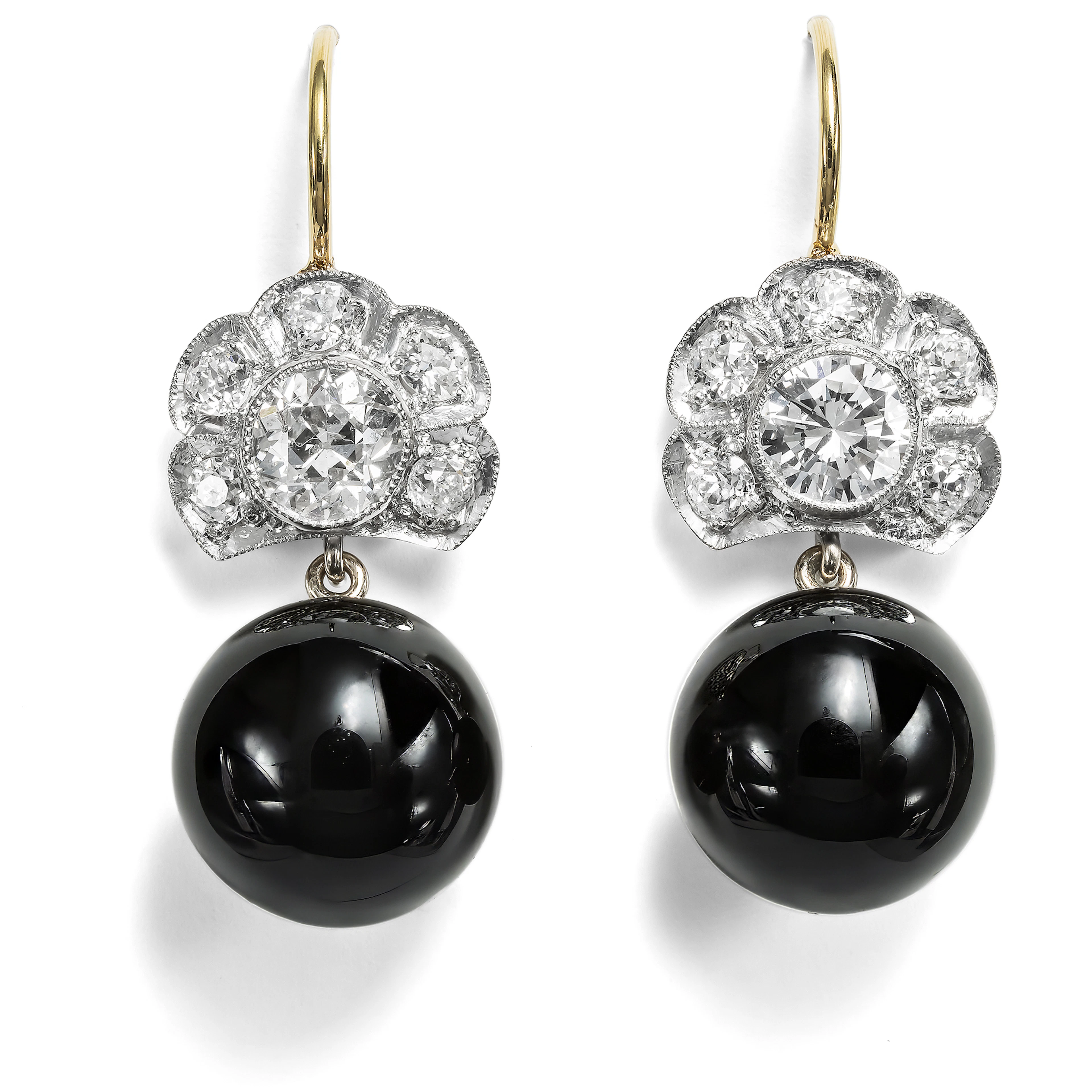 Earrings with Onyx & Art Deco Diamond Elements, from Our Workshop