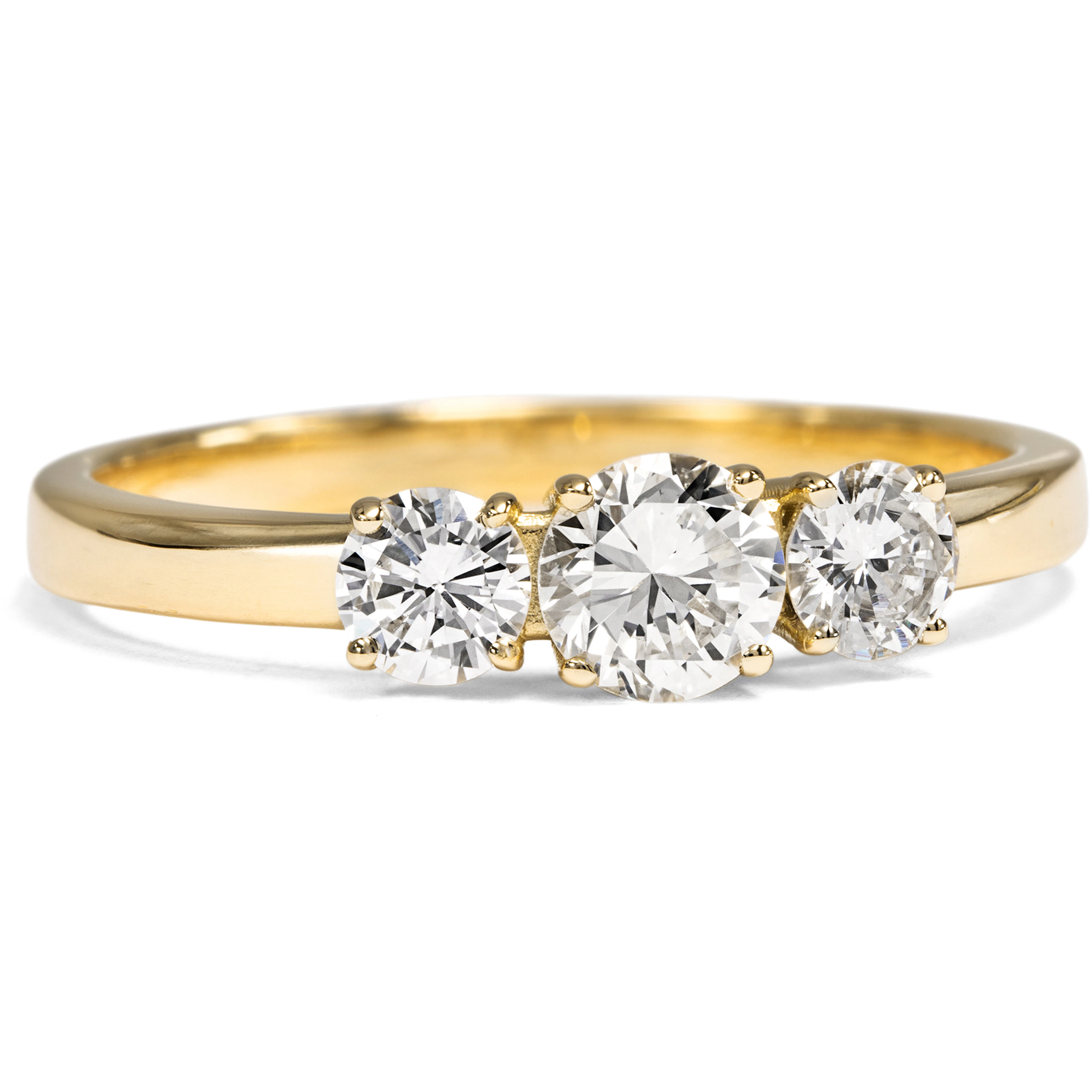 Unworn "Trilogy" Ring with 0.61 ct Vintage Brilliant-Cut Diamonds