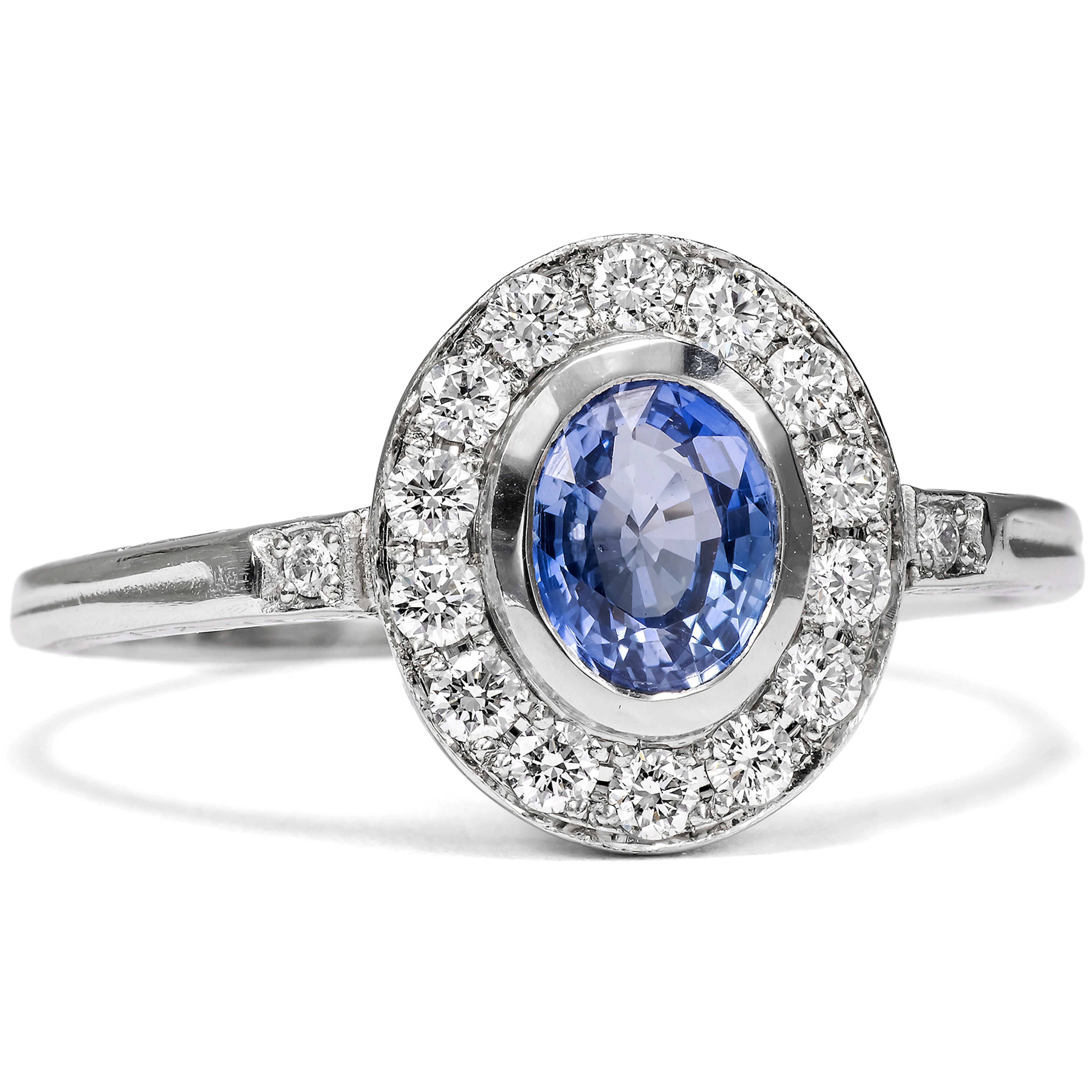 Platinum Ring with Sapphire & Diamonds, from Our Workshop