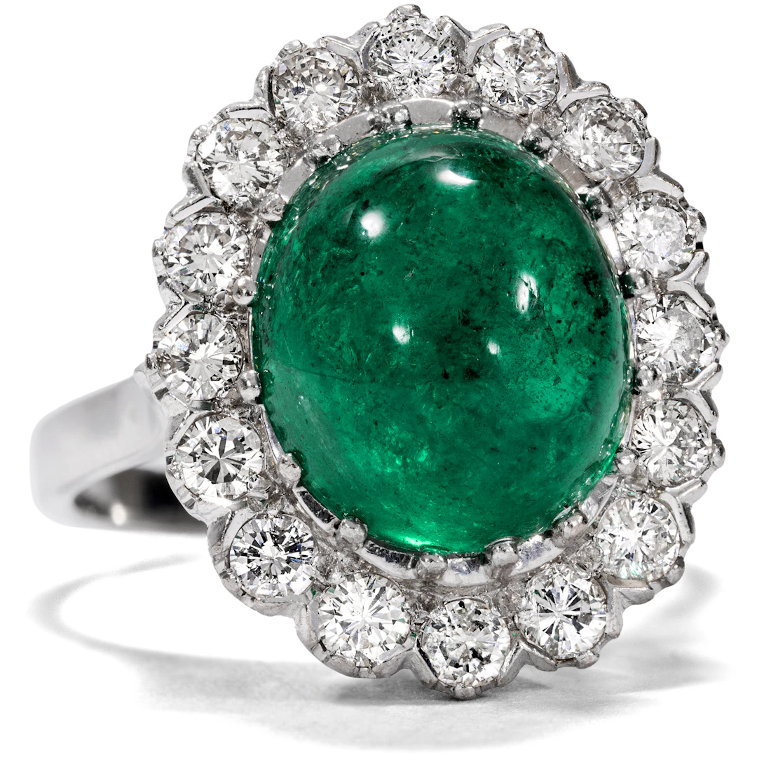 Club Tropicana • Traumhafter vintage Ring mit Smaragd & Diamanten