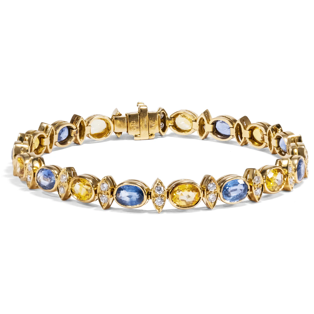 Vintage Gold Bracelet With Yellow & Blue Sapphires, c. 1990