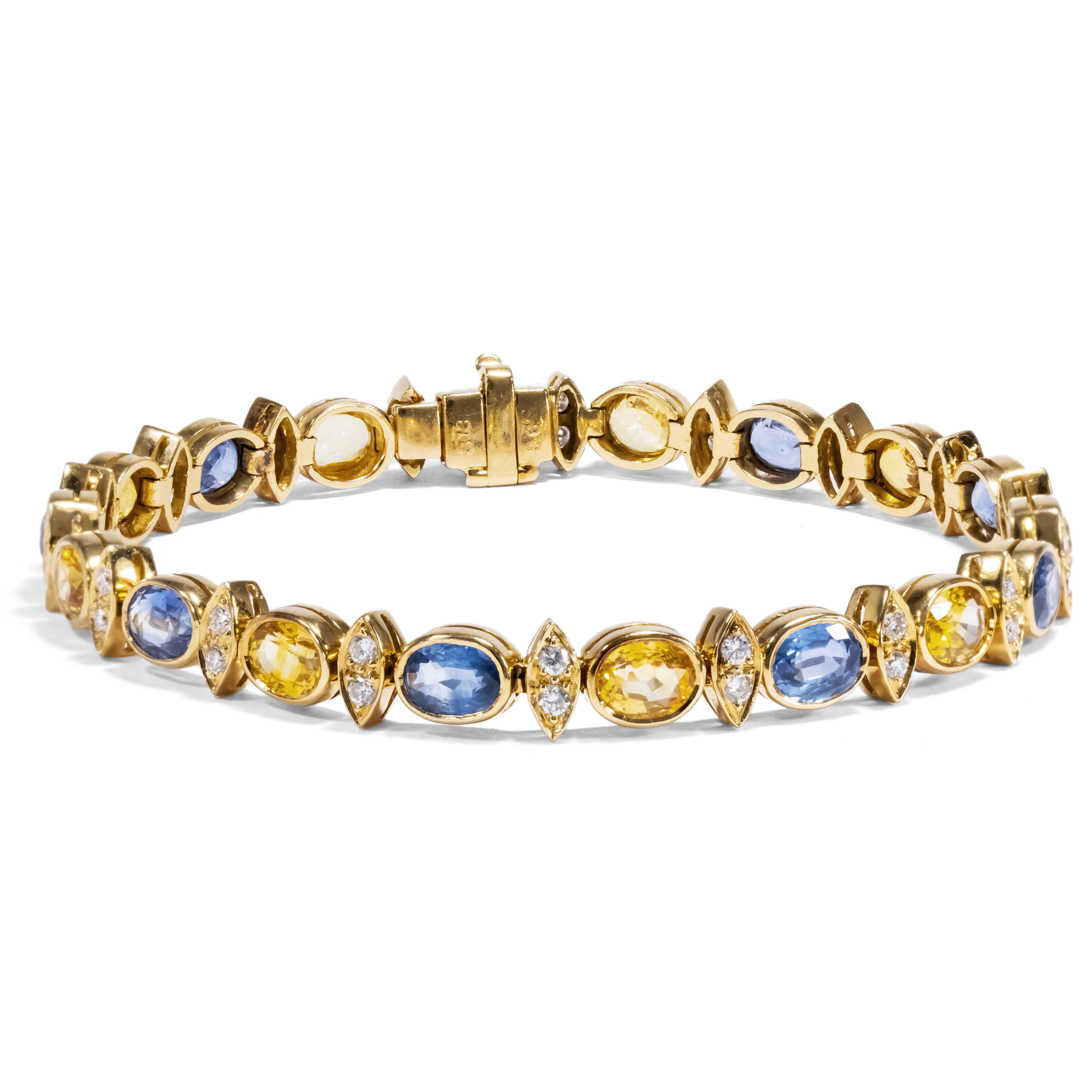 Vintage Gold Bracelet With Yellow & Blue Sapphires, c. 1990