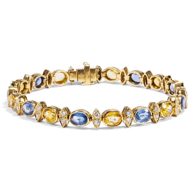 Vintage Gold Bracelet With Yellow & Blue Sapphires, c. 1990