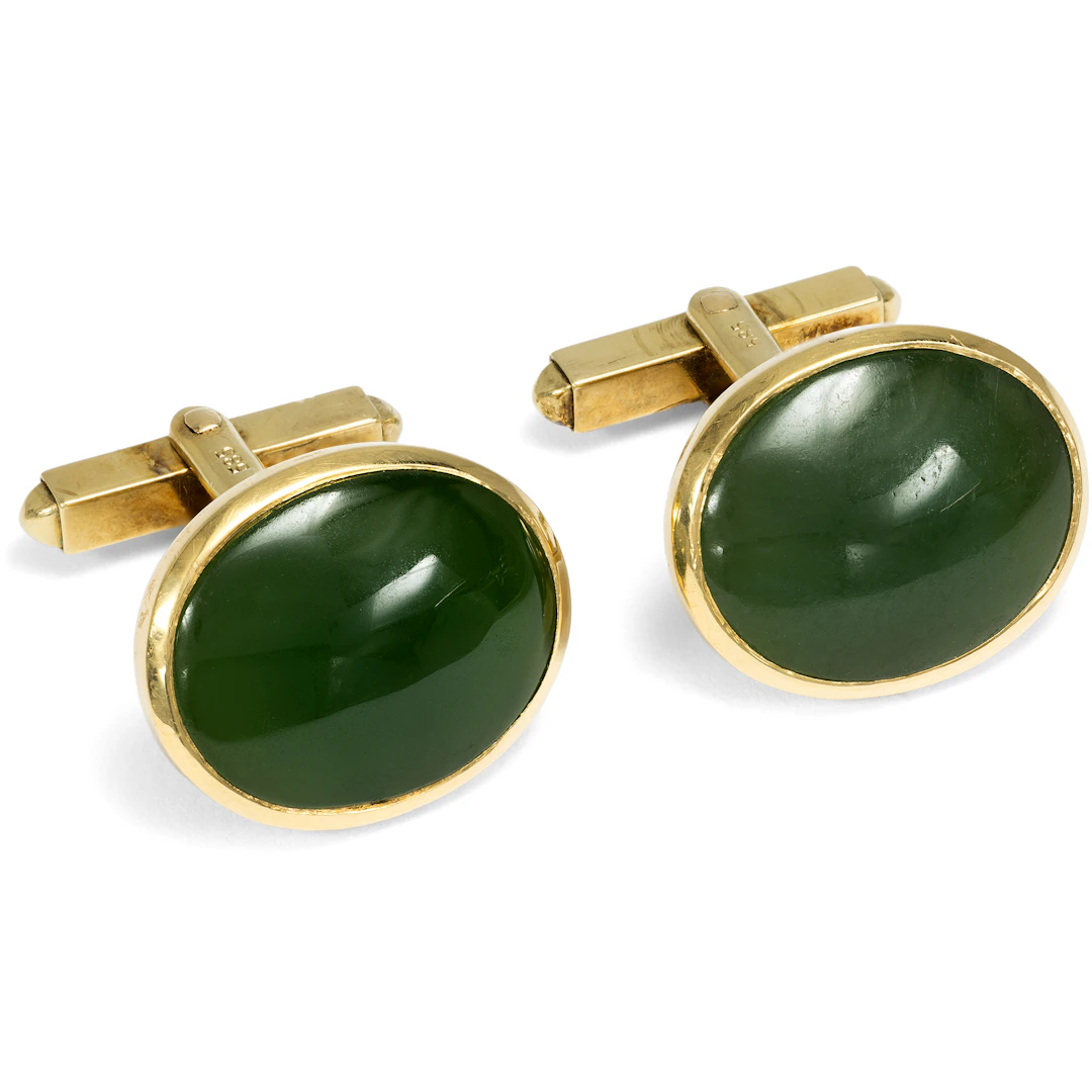 Beautiful Cufflinks Made of Gold and Jadeite Jade, Germany, circa 1960