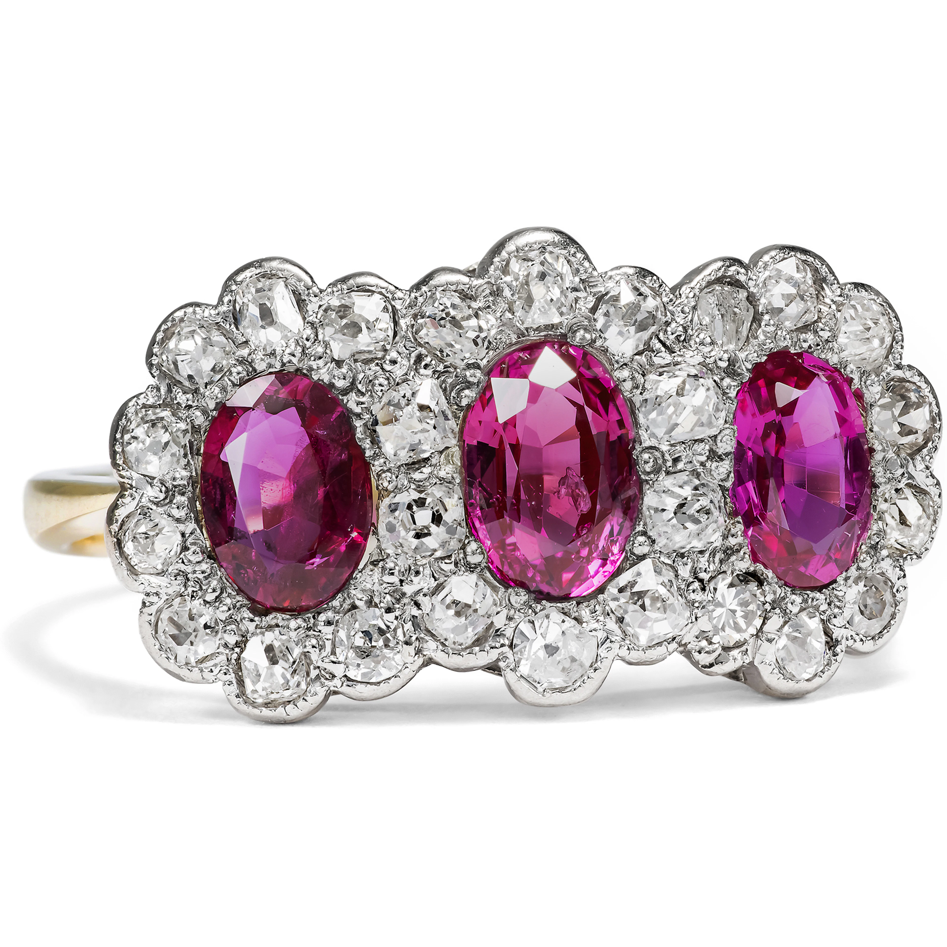 Precious Ring with Untreated Burmese Rubies & Diamonds, c. 1940