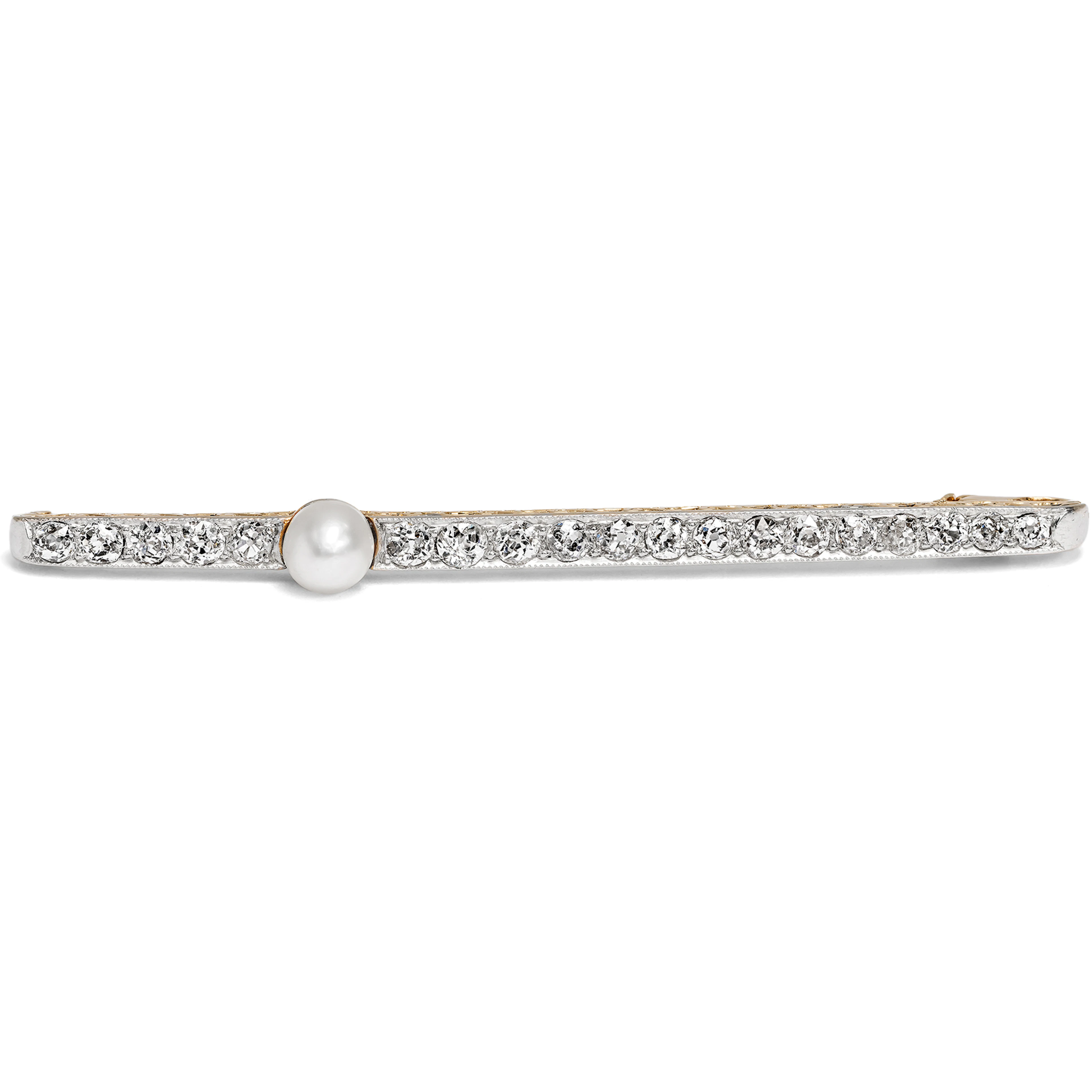 Elegant Diamond and Natural Pearl Safety Pin, c. 1910