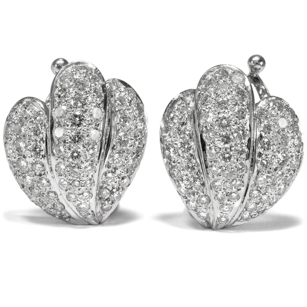 Vintage Stud Earrings with Diamonds Set in White Gold, c. 2000