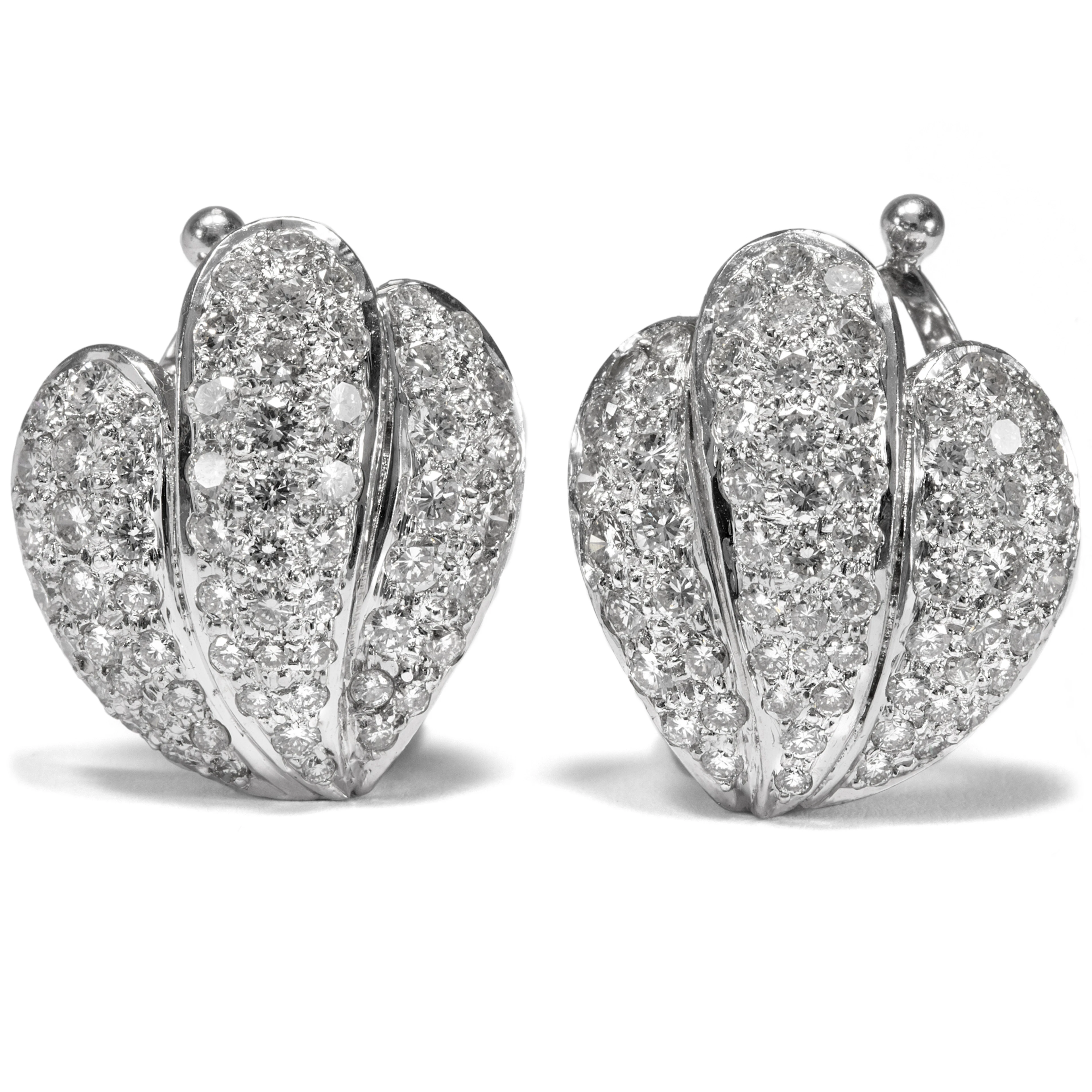 Vintage Stud Earrings with Diamonds Set in White Gold, c. 2000