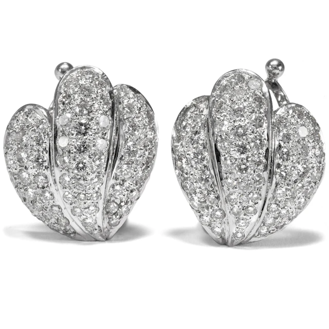 Vintage Stud Earrings with Diamonds Set in White Gold, c. 2000