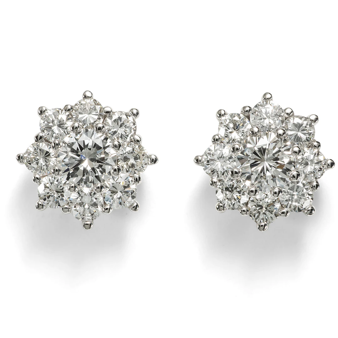 Delicate White Gold Stud Earrings with Vintage Diamonds, From Our Workshop