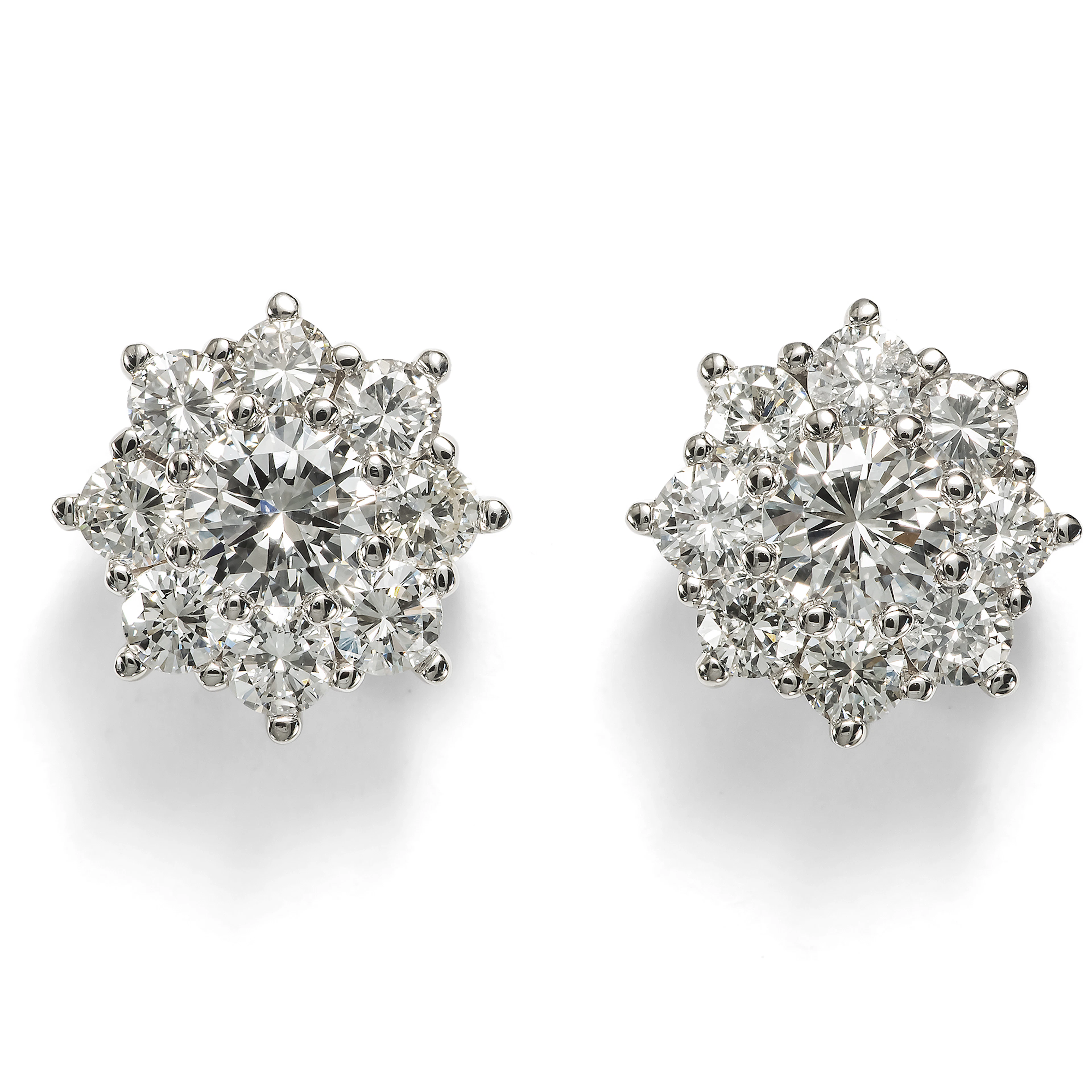 Delicate White Gold Stud Earrings with Vintage Diamonds, From Our Workshop