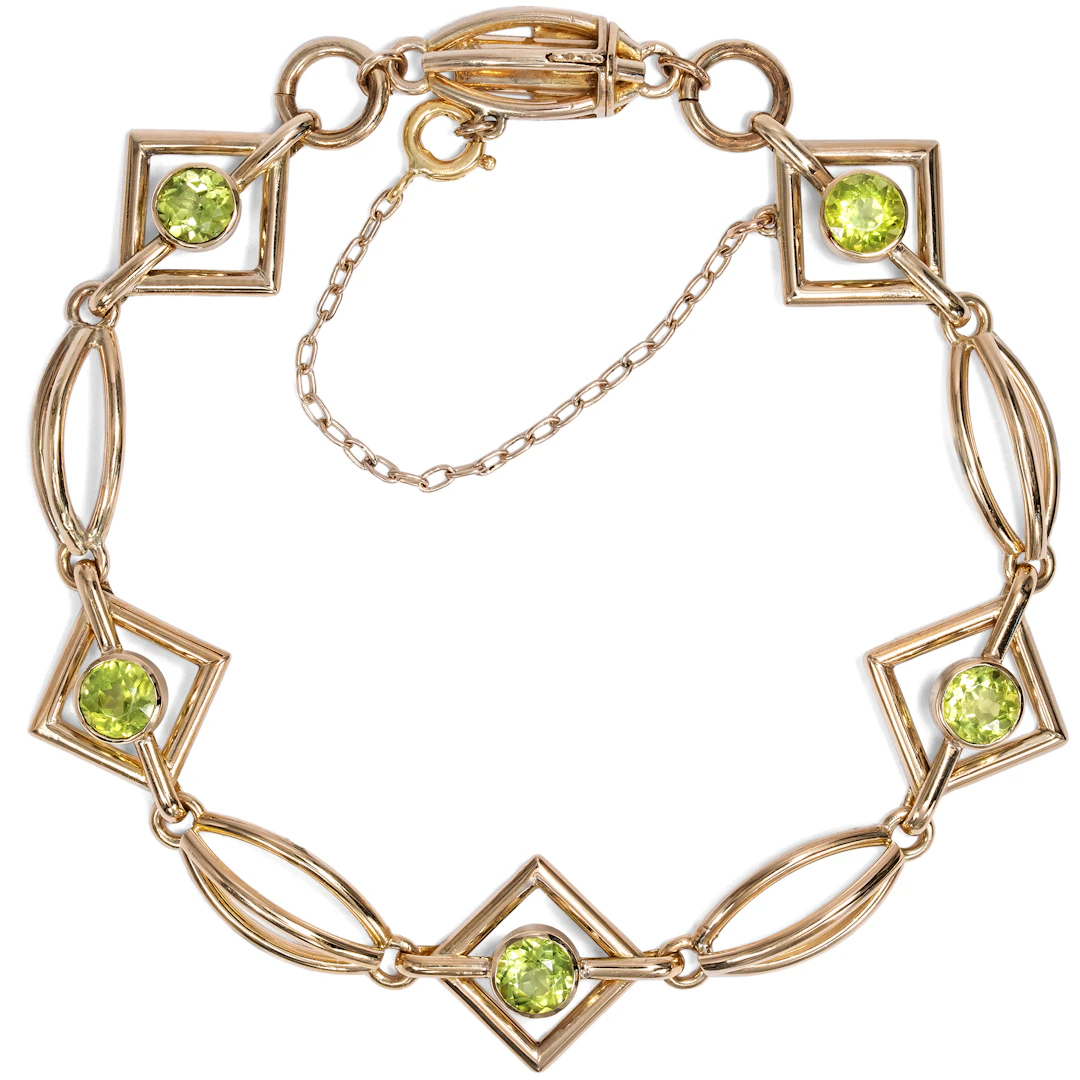 Antique Edwardian Peridot and Gold Bracelet, British, c. 1910