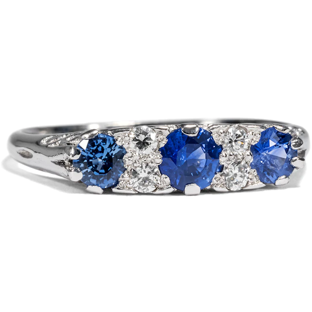 Unworn Platinum Ring with Sapphires & Diamonds from Our Workshop