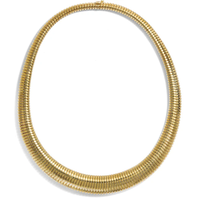 Glamorous High Carat Gold "Tubogas" Necklace, c. 1950