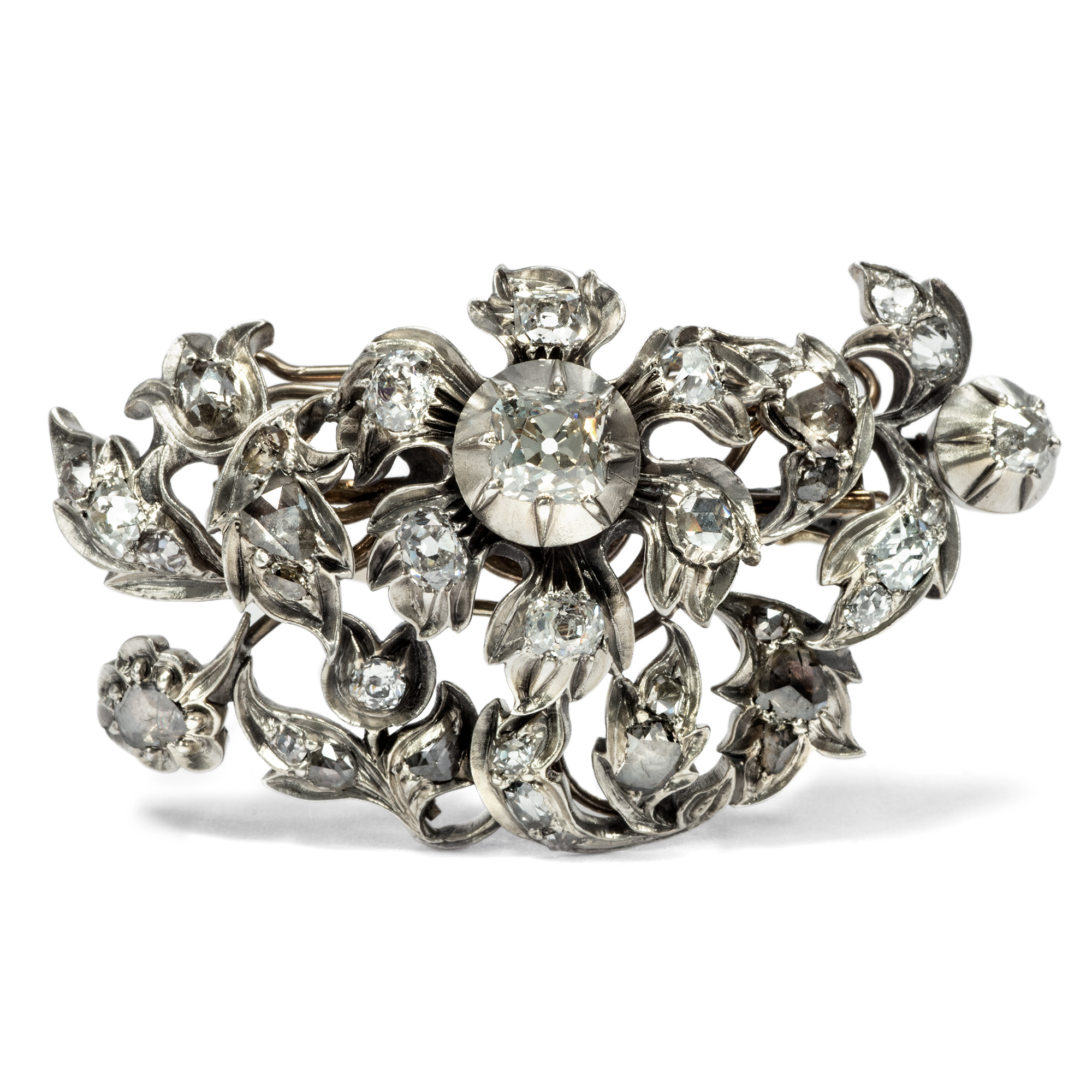 Antique diamond brooch of the Biedermeier period, around 1830