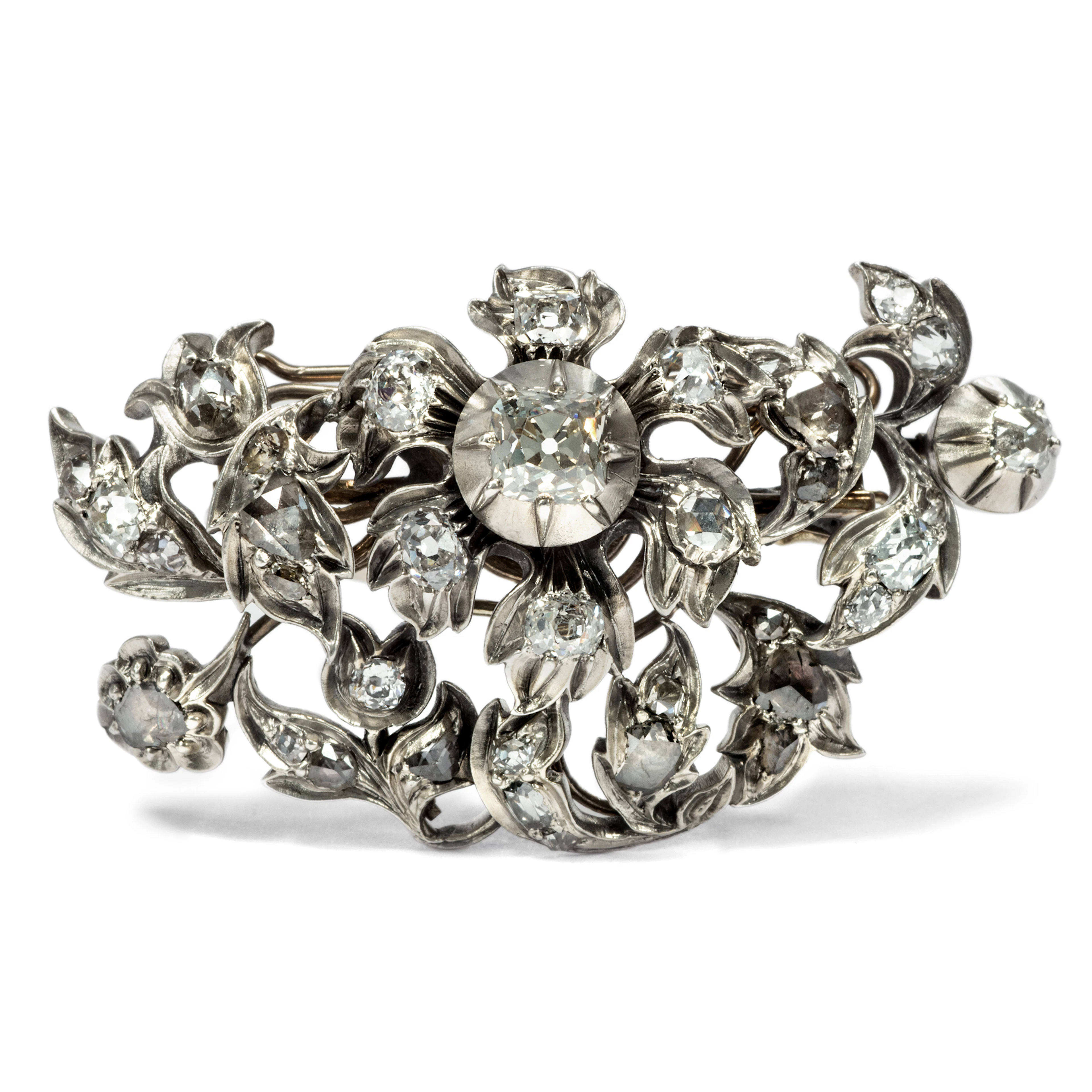 Antique diamond brooch of the Biedermeier period, around 1830