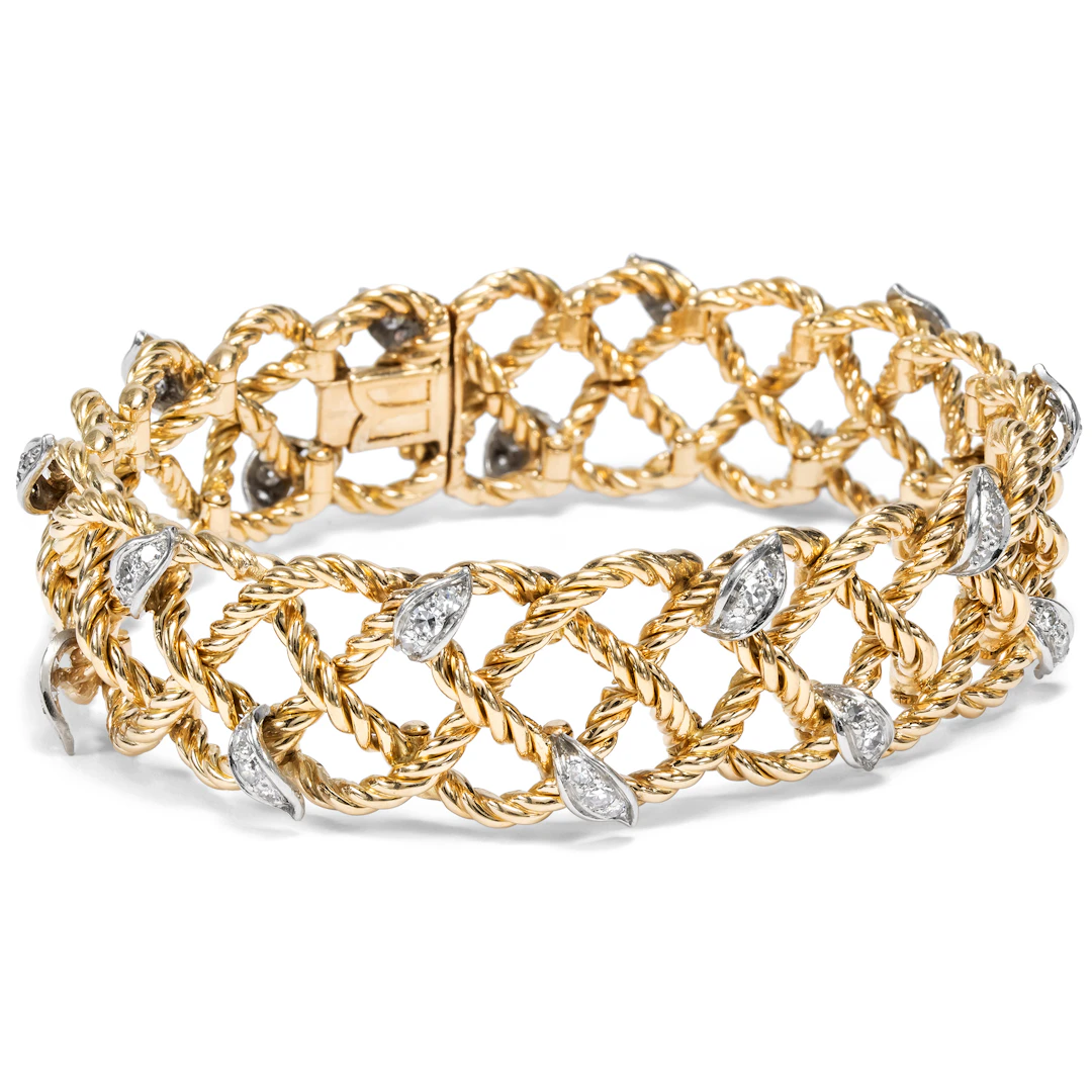 Luxurious Gold Bracelet with 1.24 ct Diamonds, c. 1960