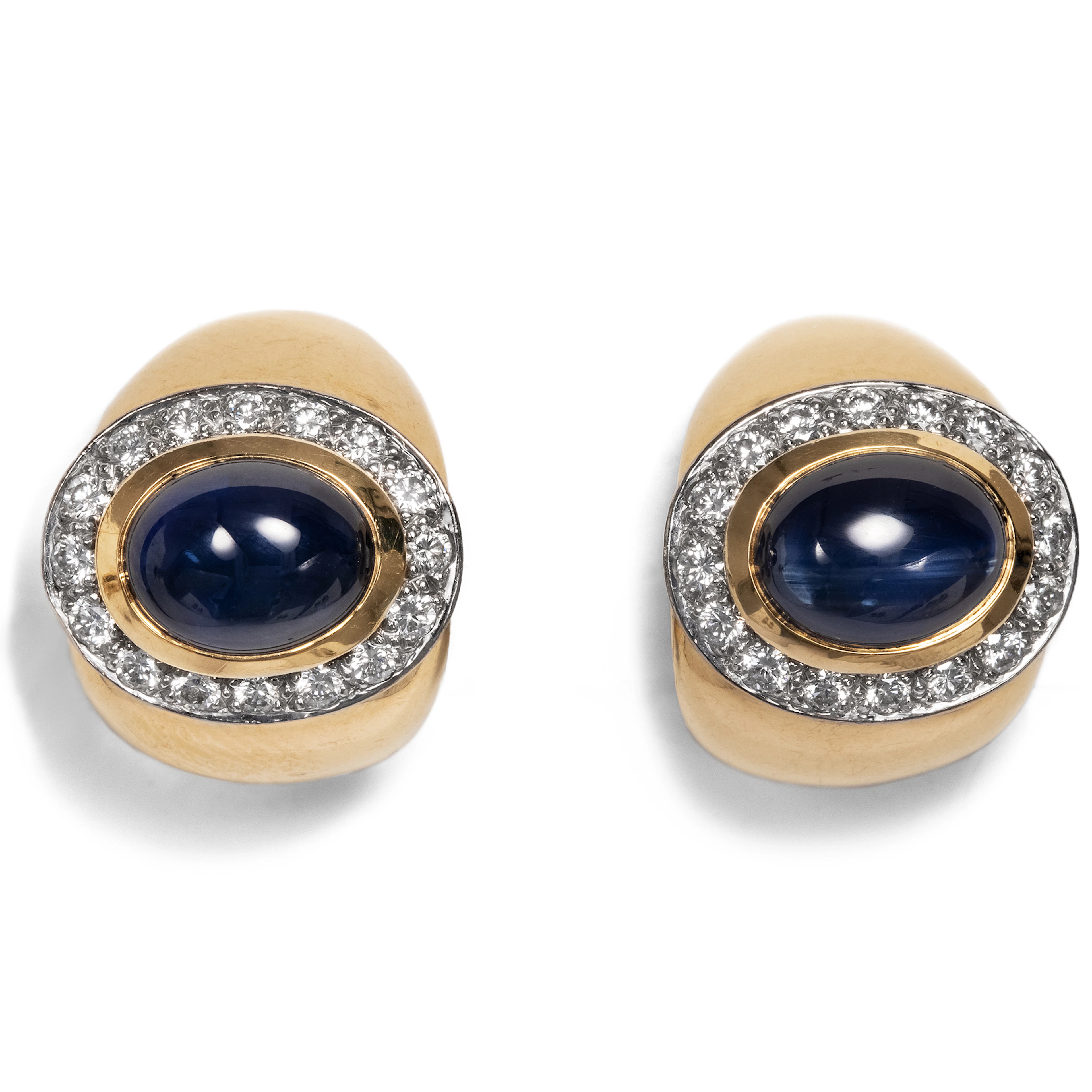 Luxurious Creoles With Sapphires & Diamonds in Gold, Wempe c. 1985