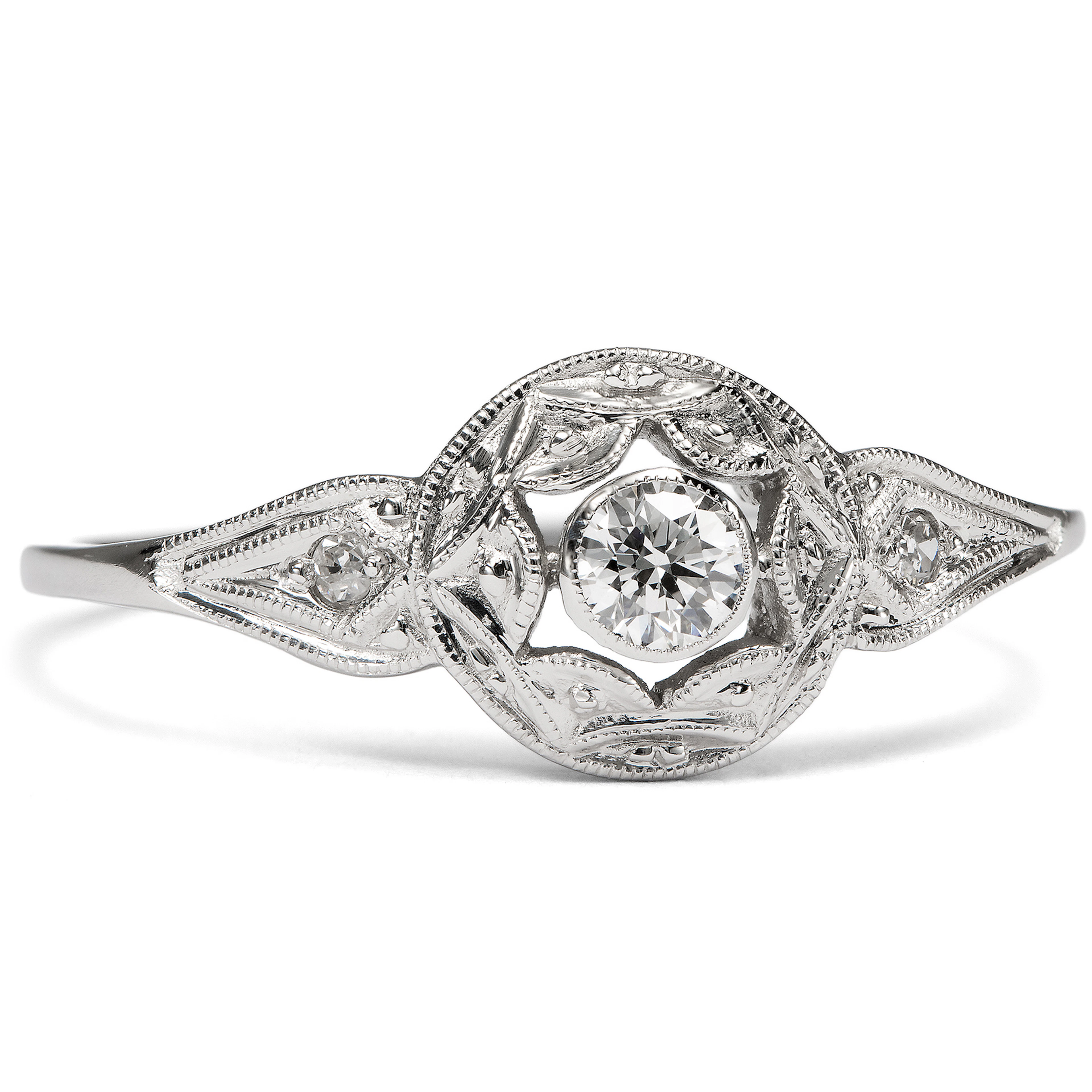 A Sparkling Platinum Ring with 0.10 ct Top Wesselton Brilliant, from