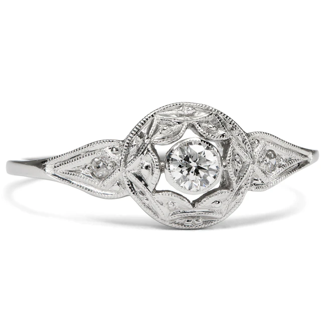 A Sparkling Platinum Ring with 0.10 ct Top Wesselton Brilliant, from