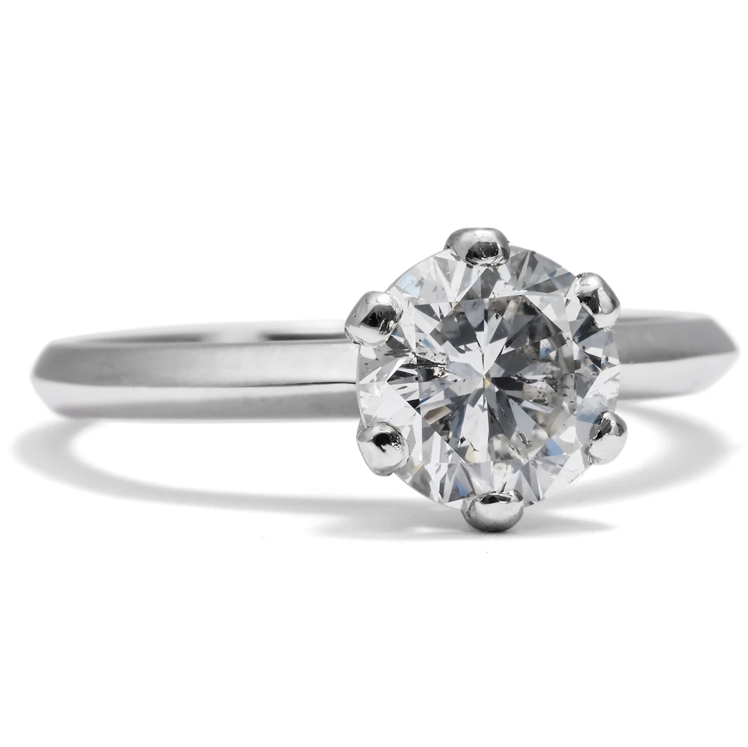 Precious Unworn Solitaire Ring with 1.70 ct Brilliant in Platinum