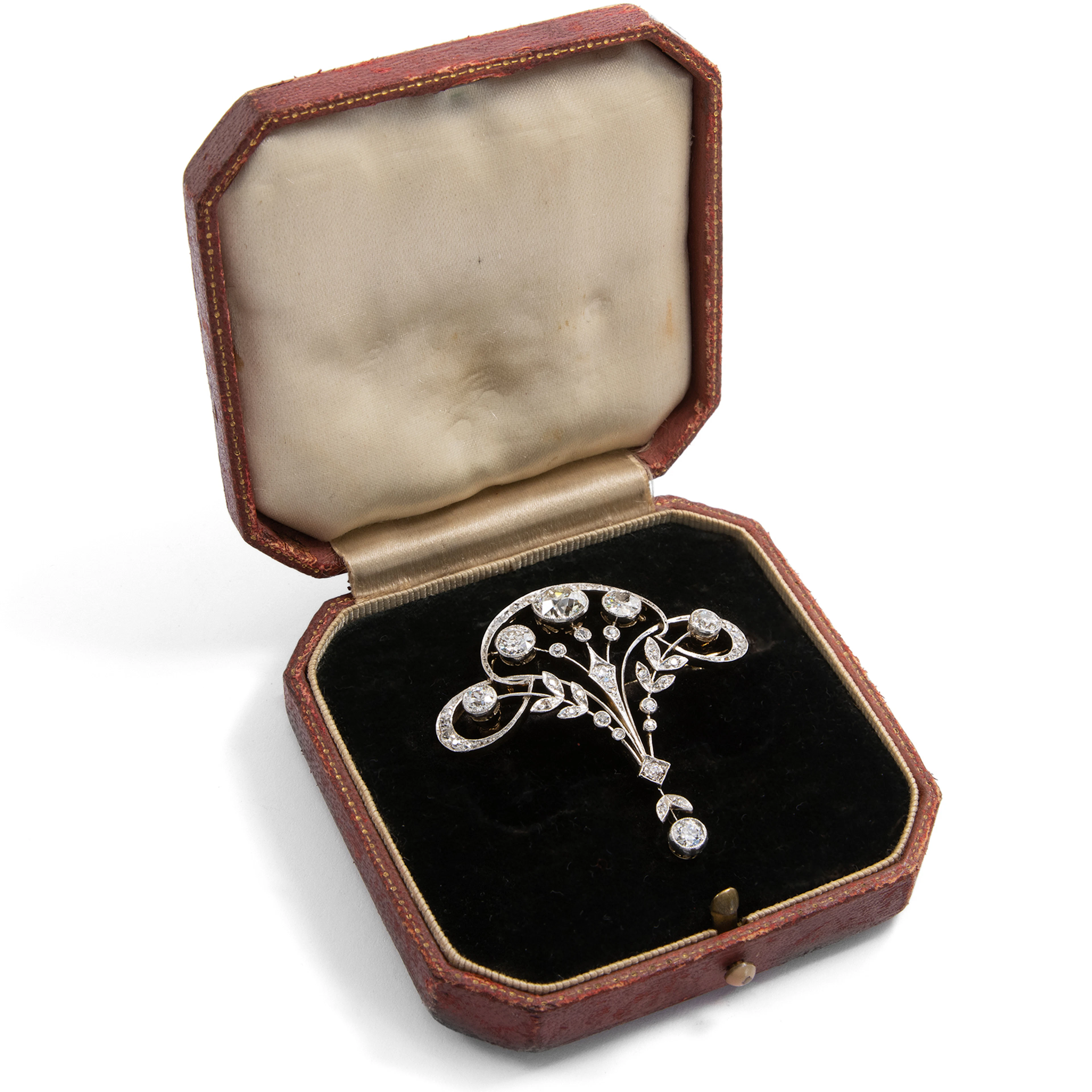 A Beautiful Pendant Brooch Made of Gold and Platinum with 3.40 Ct