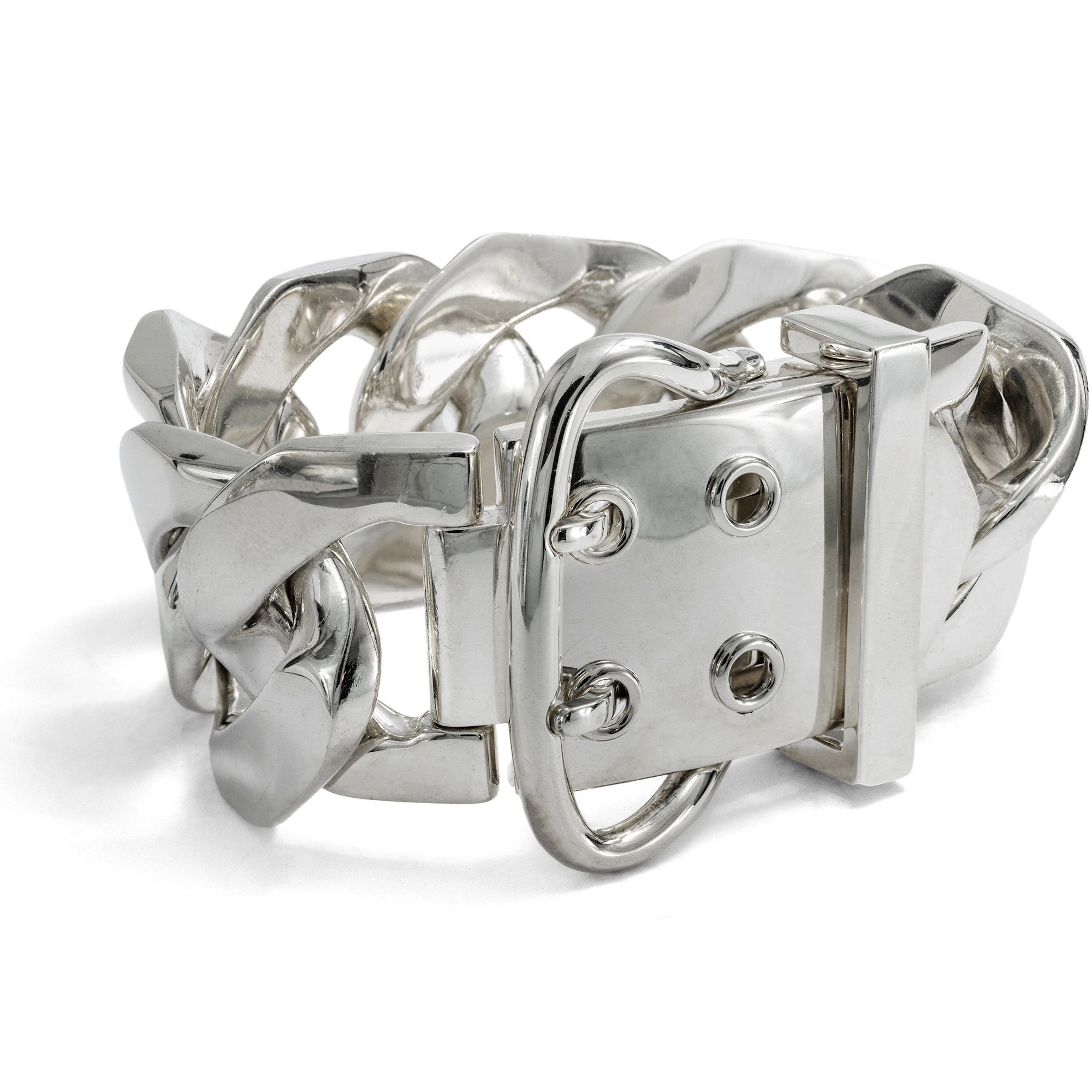 Wide Hermès “Ceinture” Bracelet in Silver, Paris, c. 2000