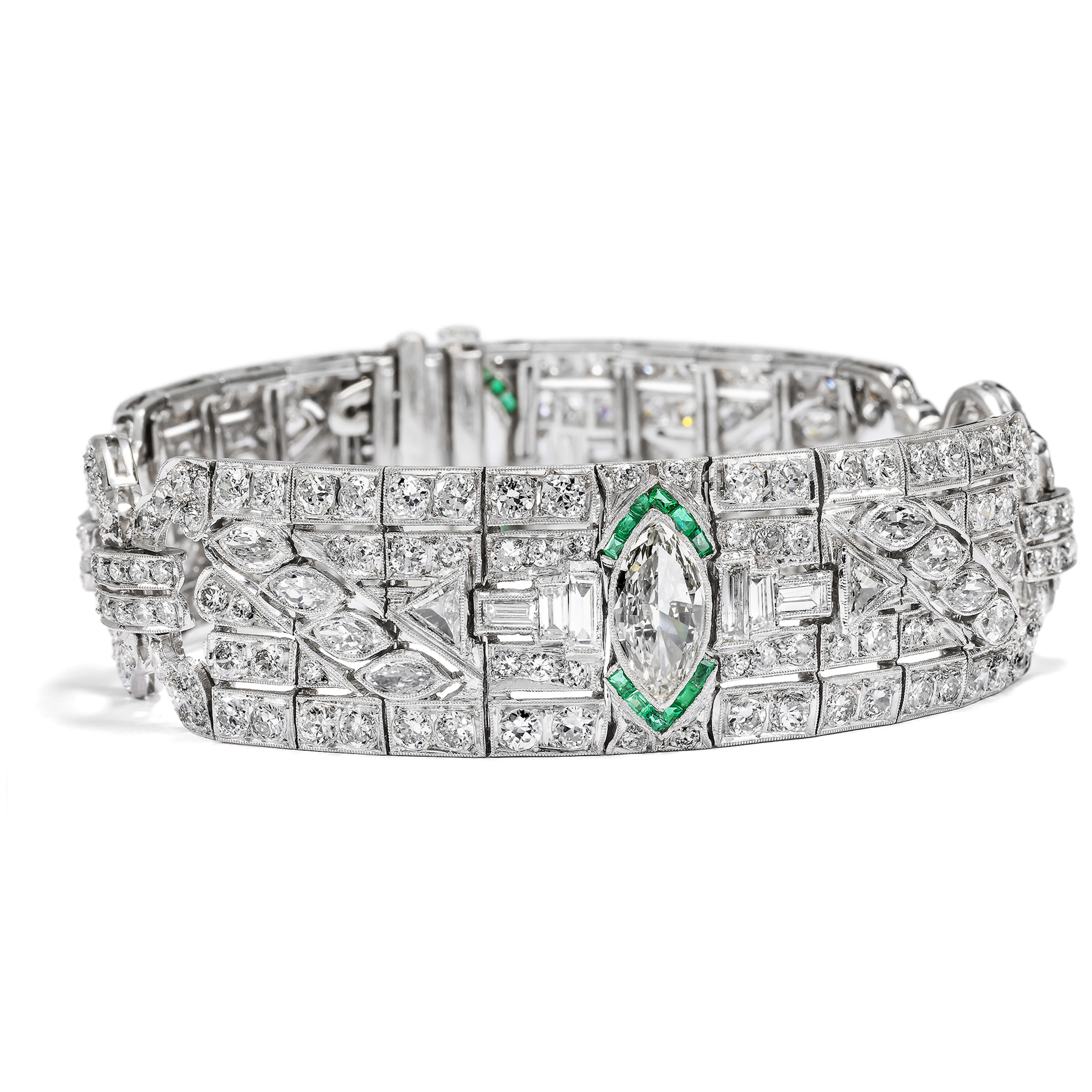 Luxurious Déco Platinum Bracelet with 14.92 ct Diamonds, c. 1930s