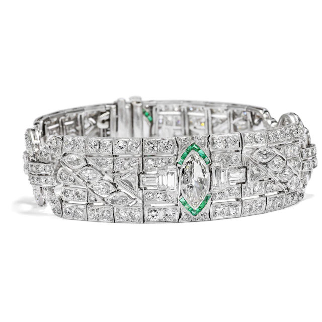 Luxurious Déco Platinum Bracelet with 14.92 ct Diamonds, c. 1930s