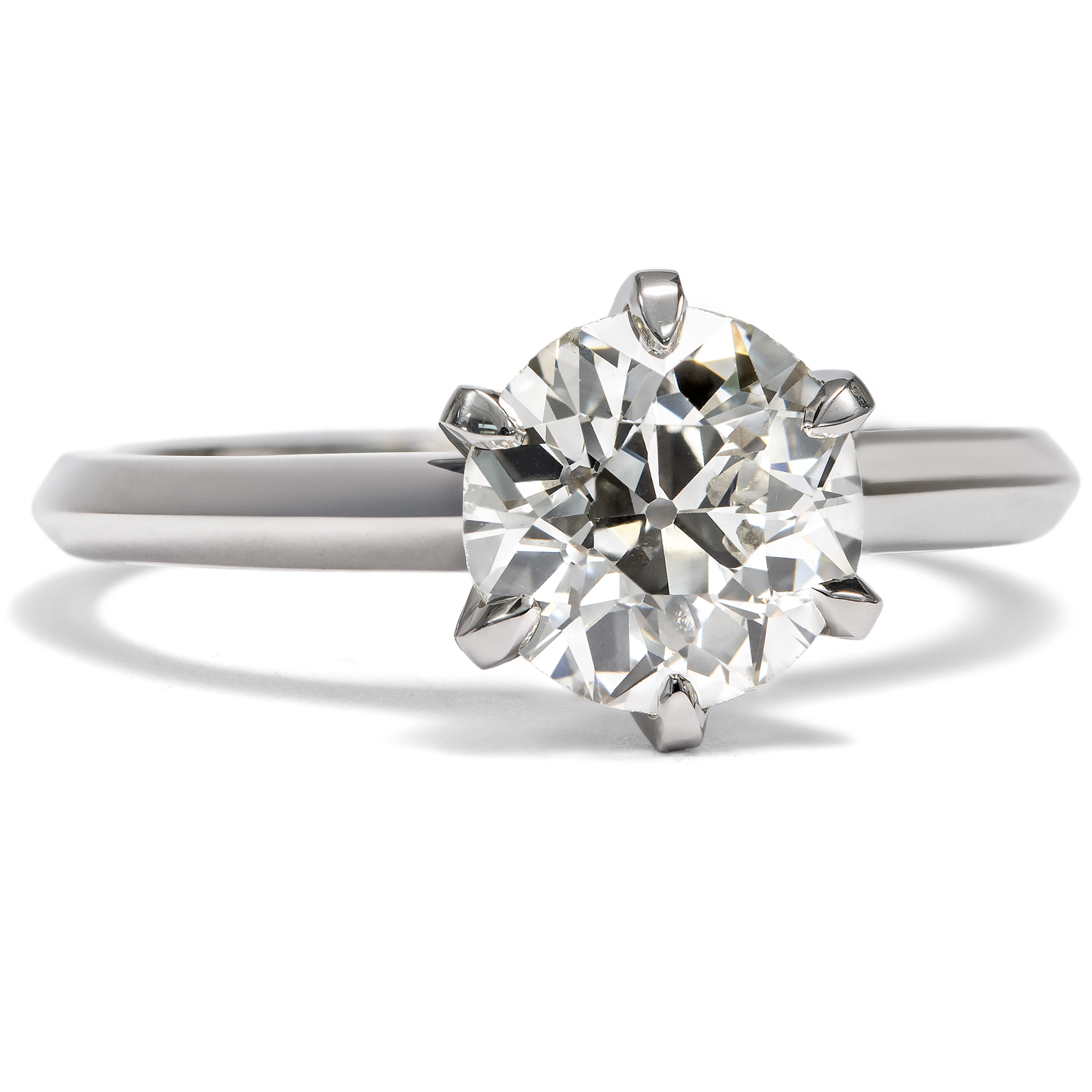 Precious Platinum Ring with Antique 1.62 ct Diamond, from Our Workshop