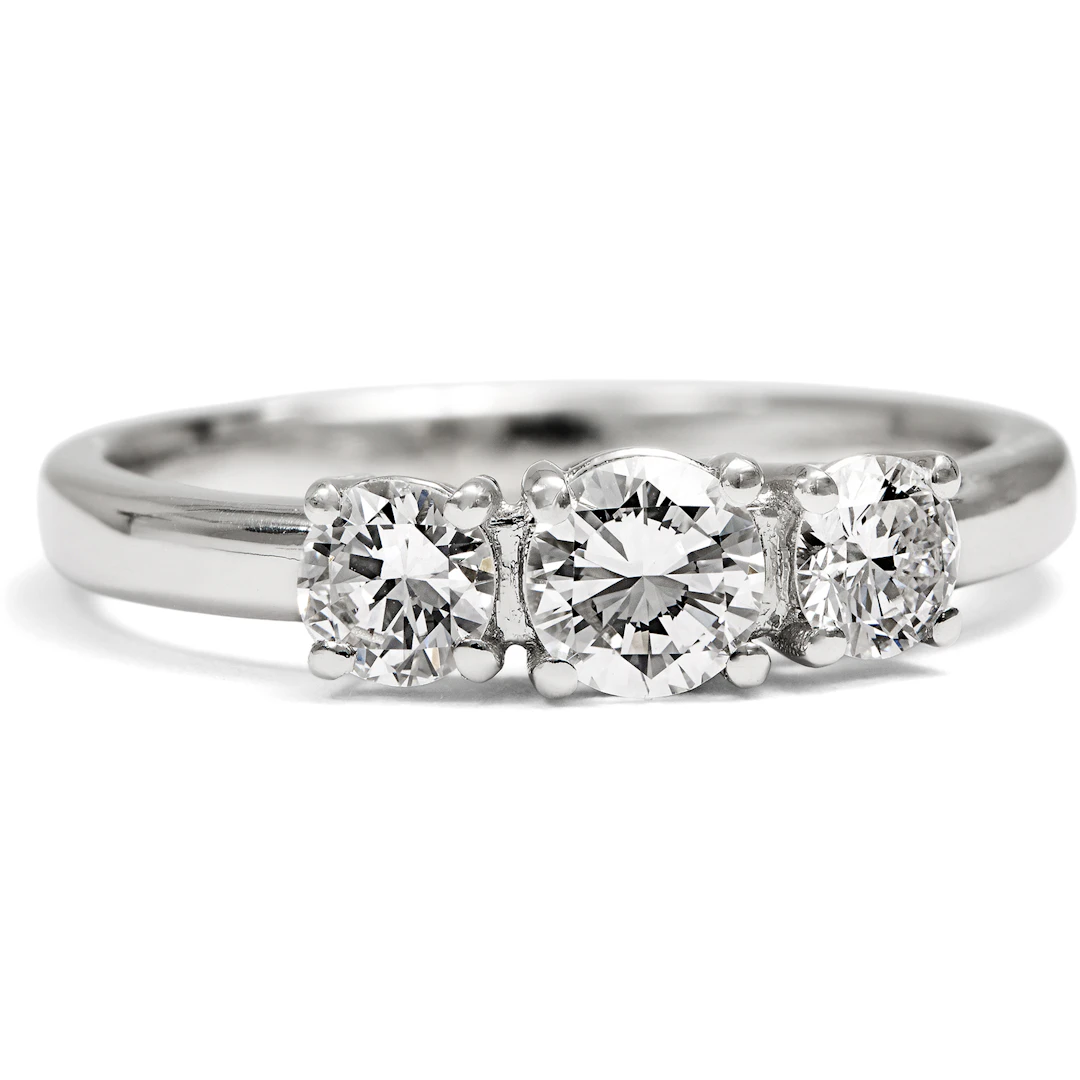 Sparkling "Trilogy" Ring with Vintage Diamonds in Platinum, from Our Workshop