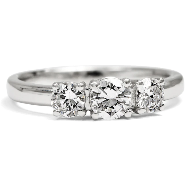 Sparkling "Trilogy" Ring with Vintage Diamonds in Platinum, from Our Workshop