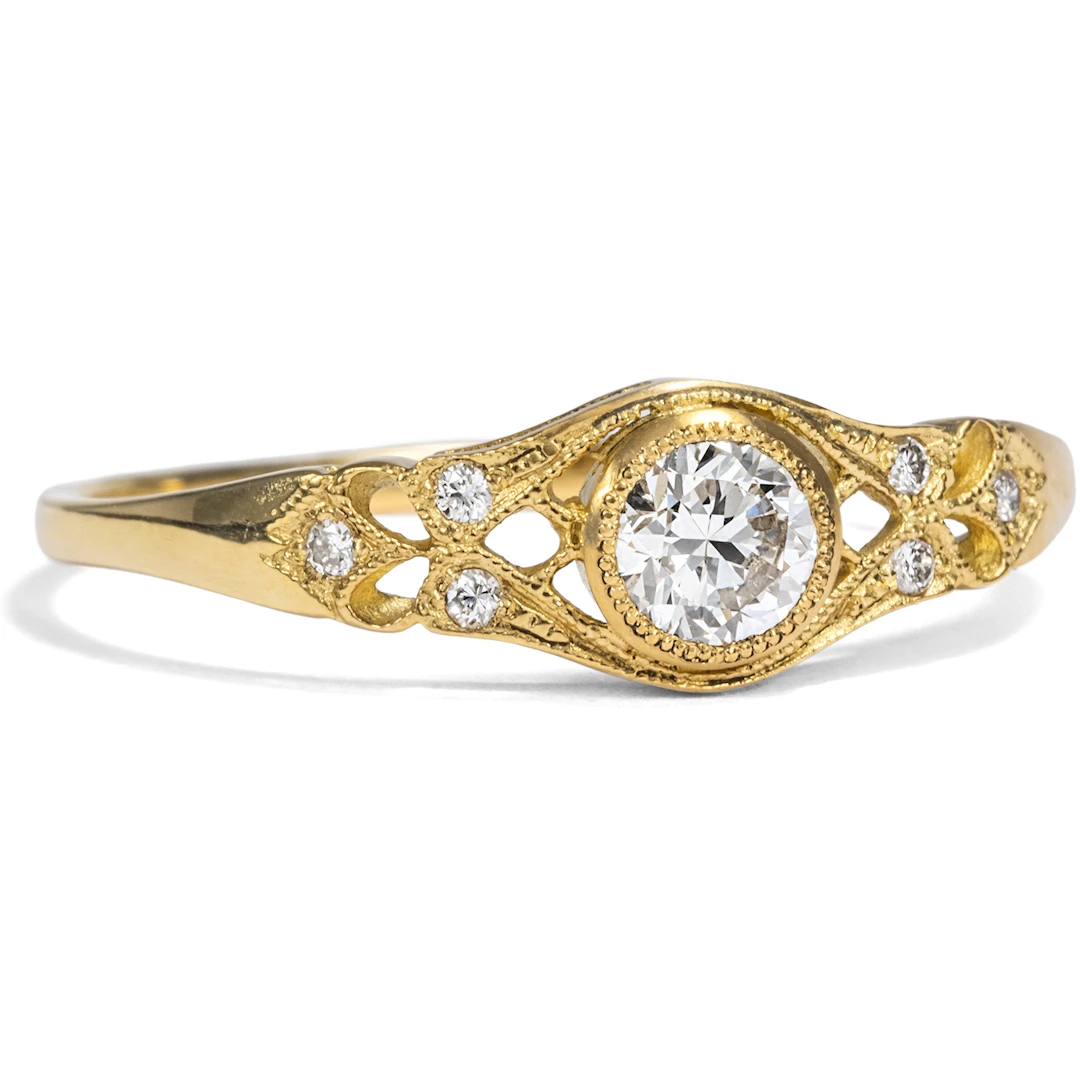 Delicate Ring with a 0.30 ct GIA Diamond in Yellow Gold, from Our Workshop