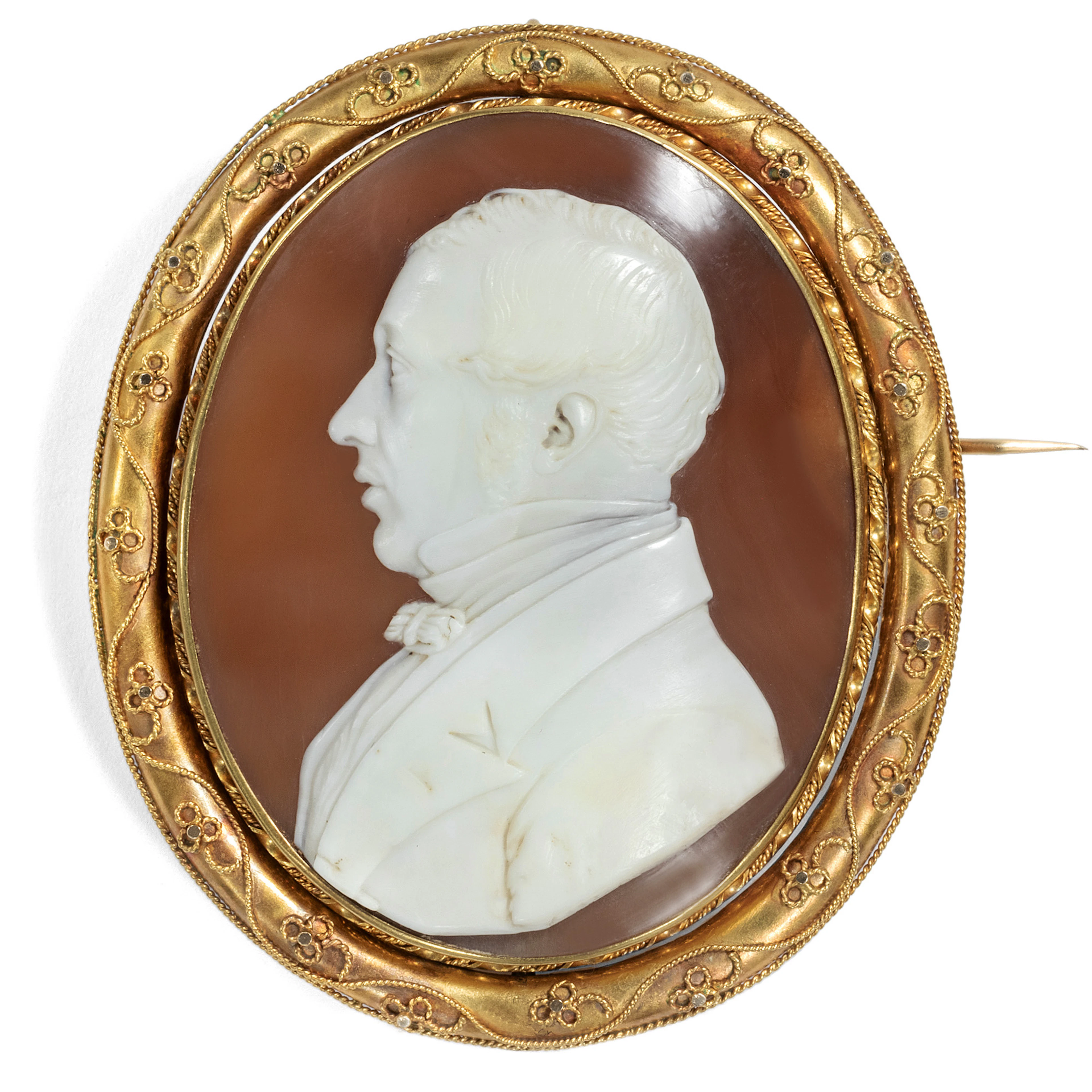 Large Antique Shell Cameo With Locket in Gold, Around 1870