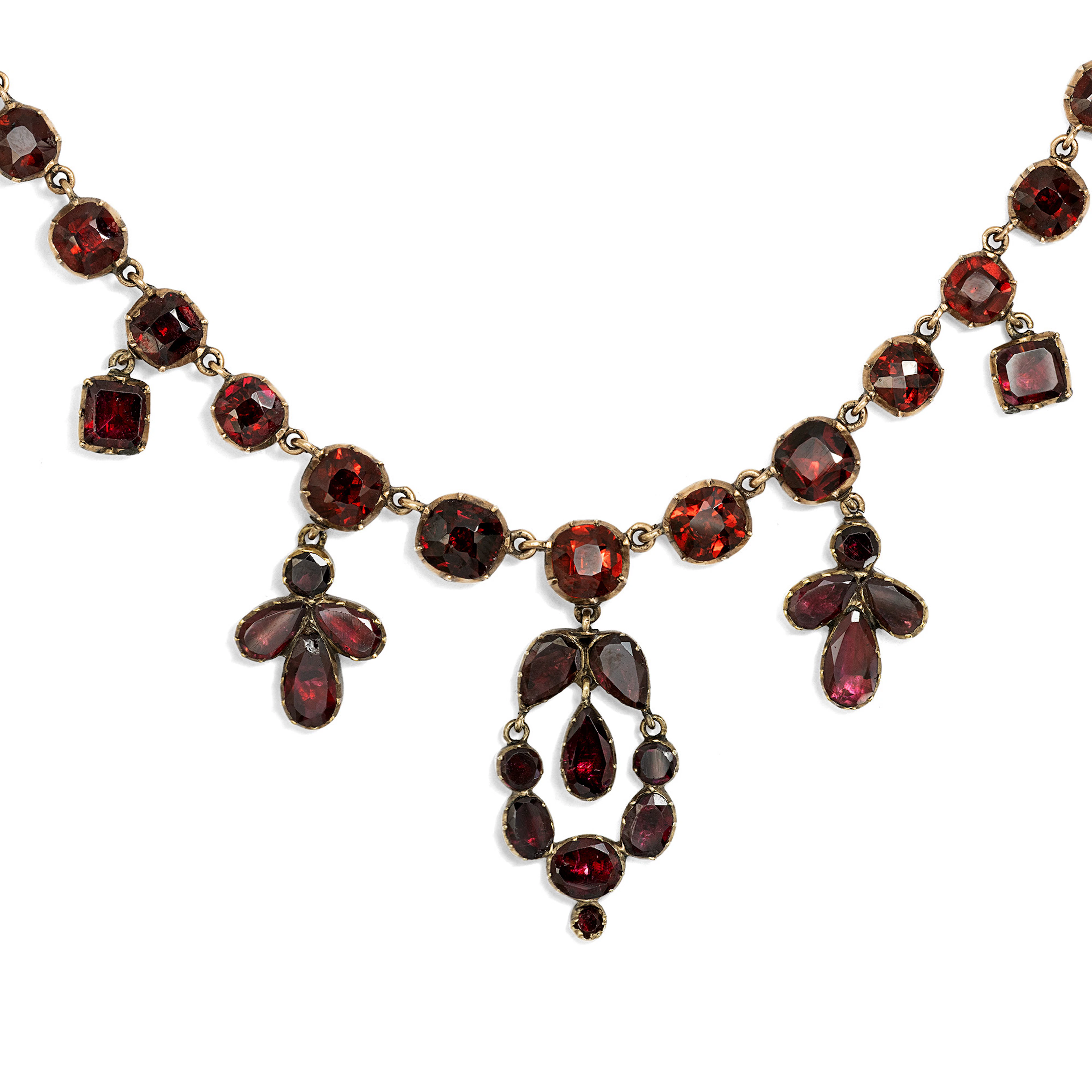Antique Necklace with Red Garnets Set in Gold, c. 1820 & Later