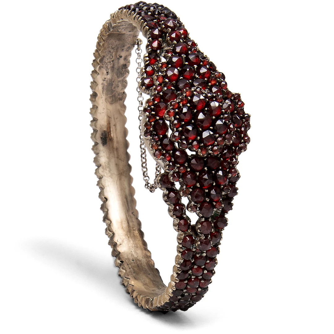 Antique Bangle with Bohemian Garnets, Circa 1890