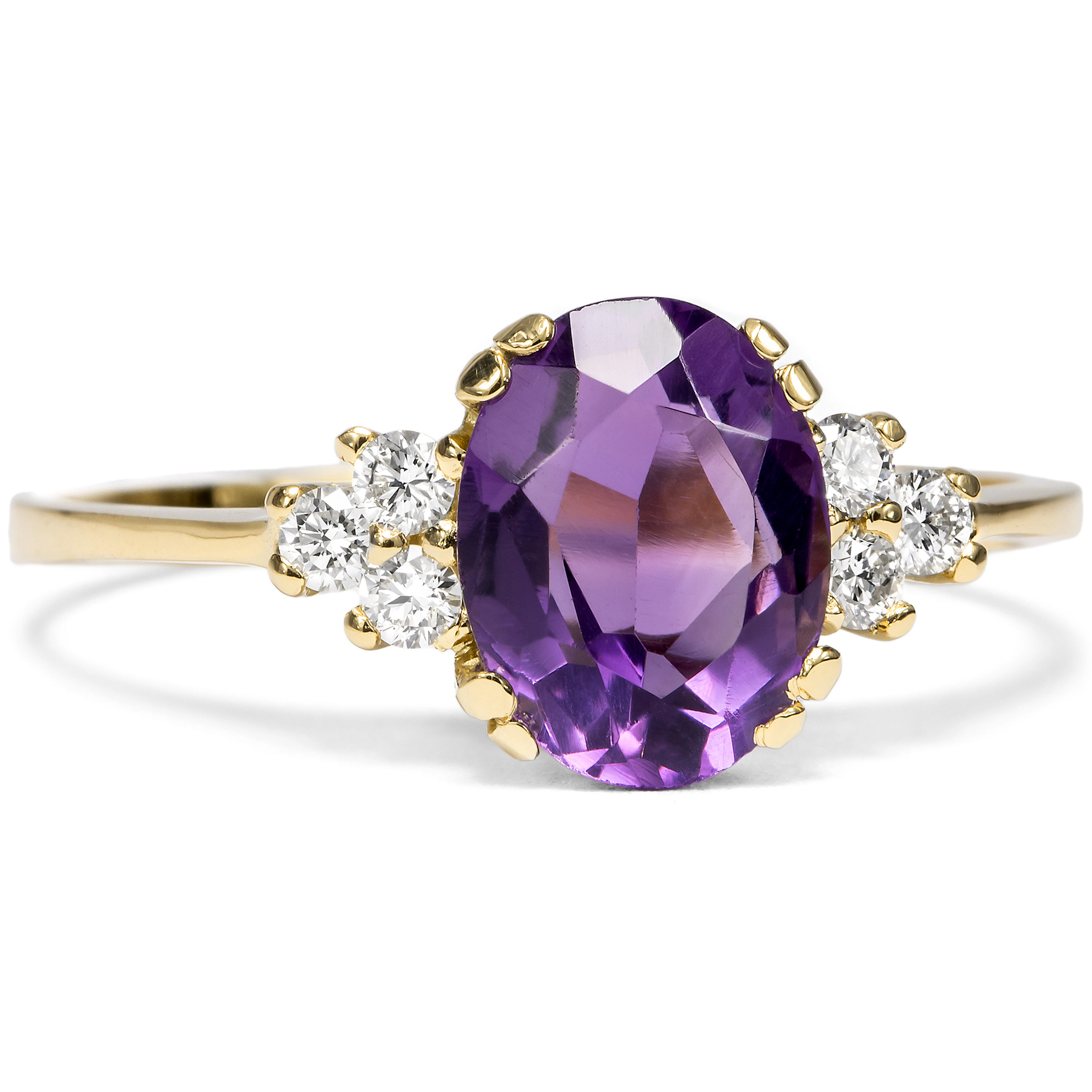 Unworn Ring With Amethyst & Diamonds in Gold From Our Workshop