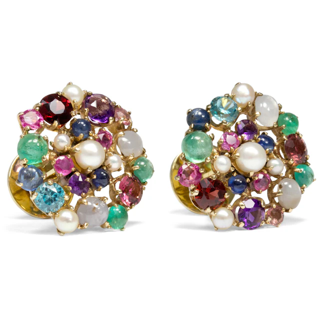 Colourful Vintage Cufflinks With Gemstones, Circa 1990