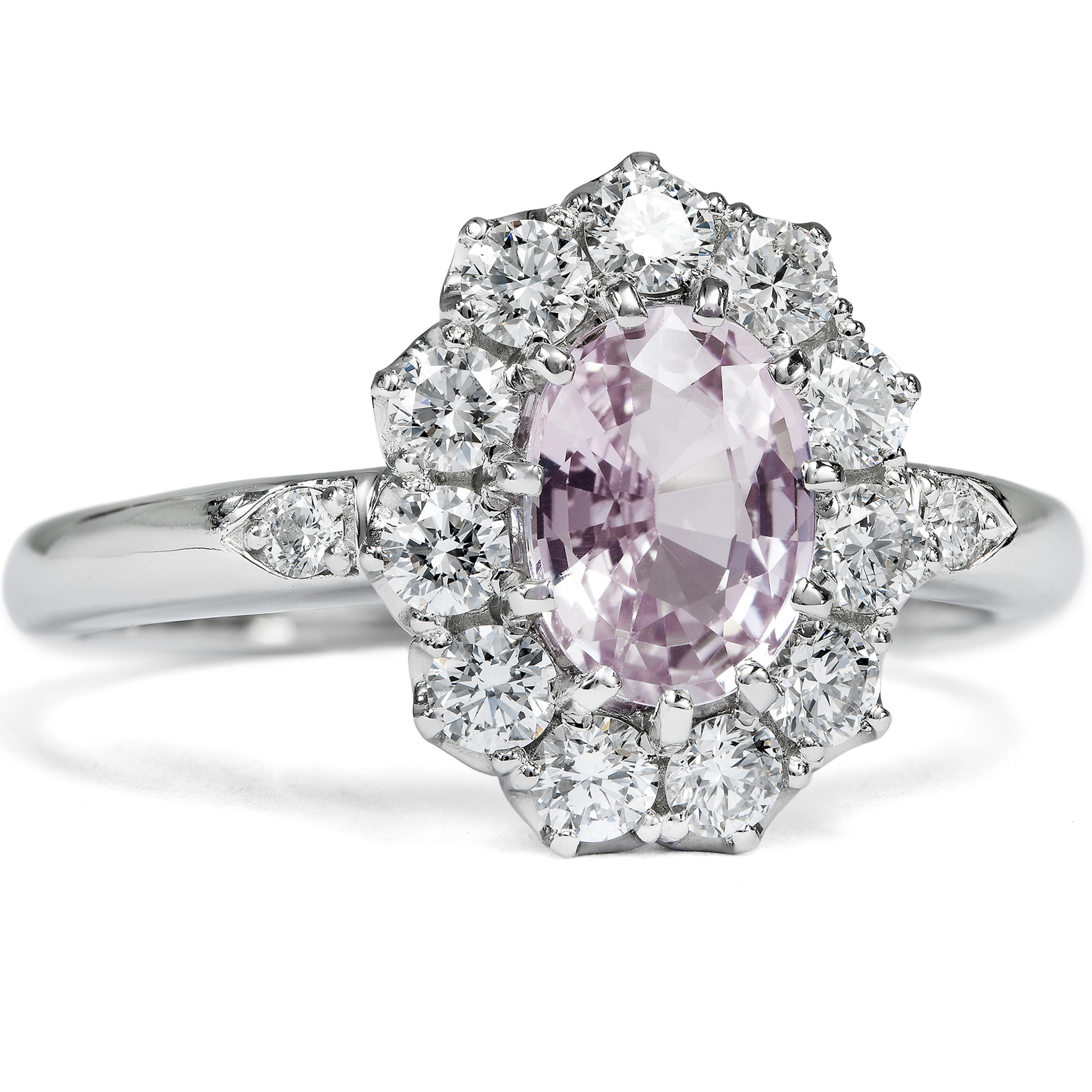 Elegant Ring with an Orange-Pink Sapphire & Diamonds, from Our Workshop
