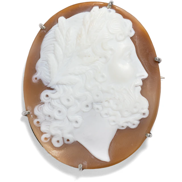 Exquisite Shell Cameo as a Brooch Set in Silver, Italy c. 1860
