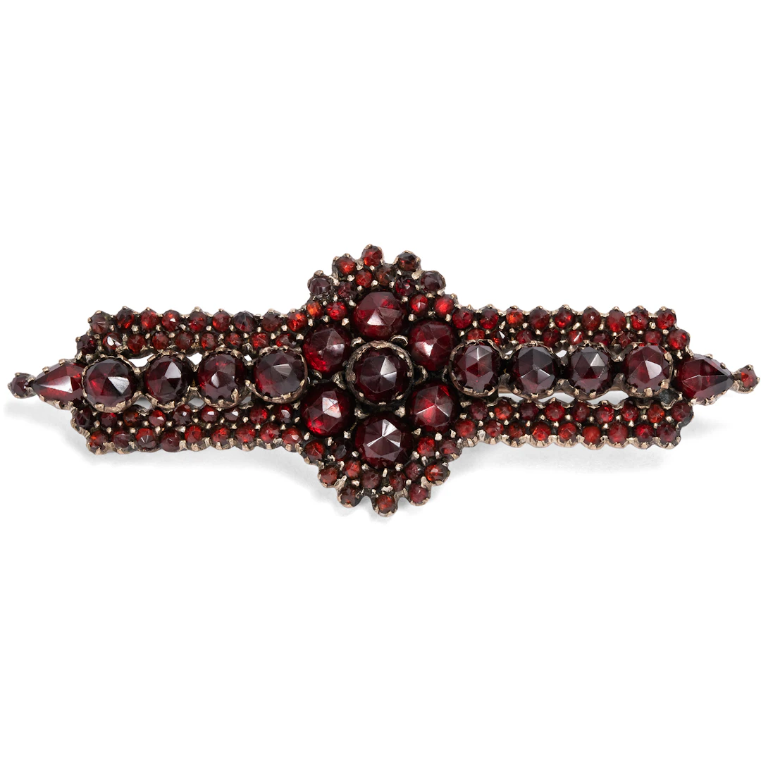 Antique Brooch with Bohemian Garnets, c. 1890