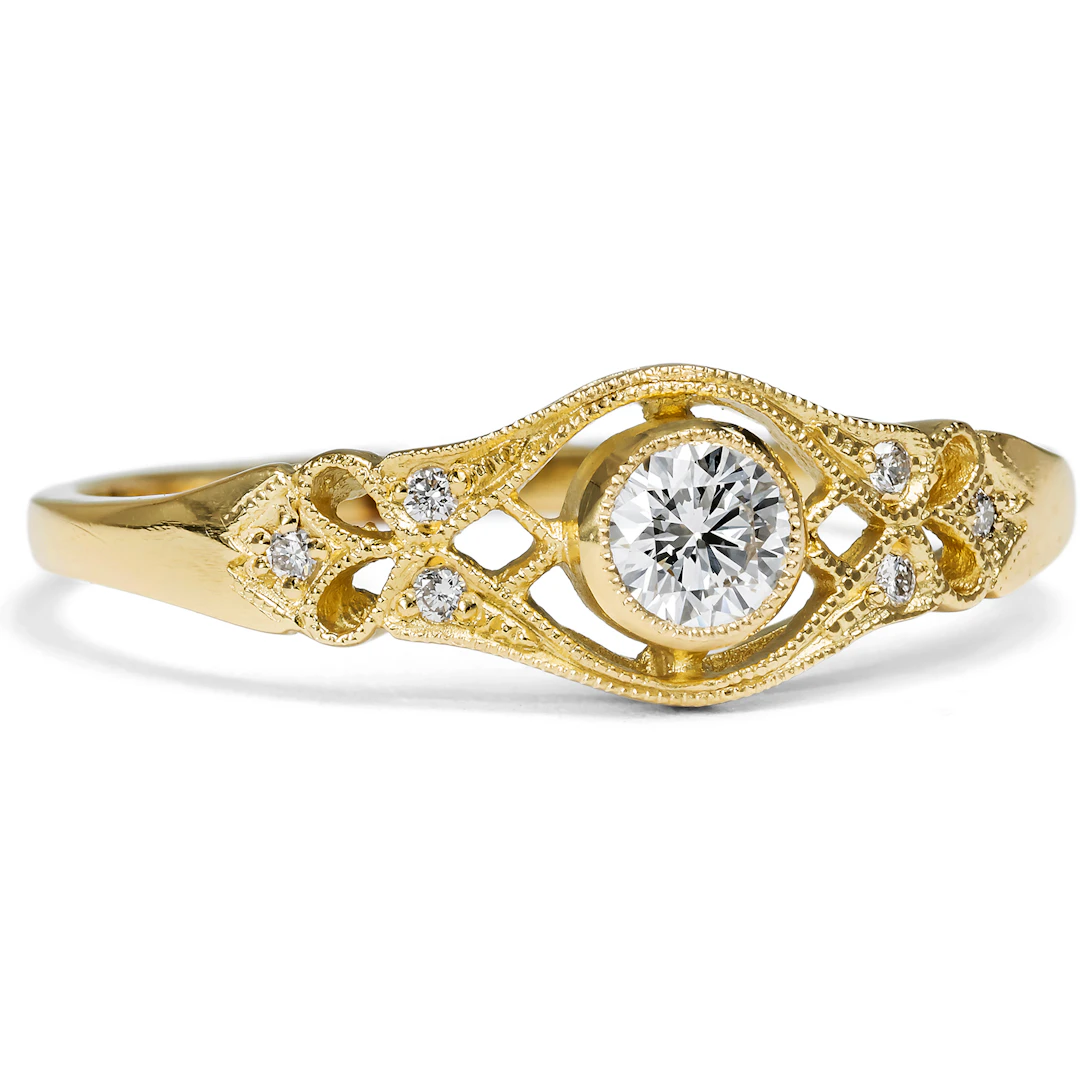 Delicate Yellow Gold Ring With Flawless Diamond From Our Workshop