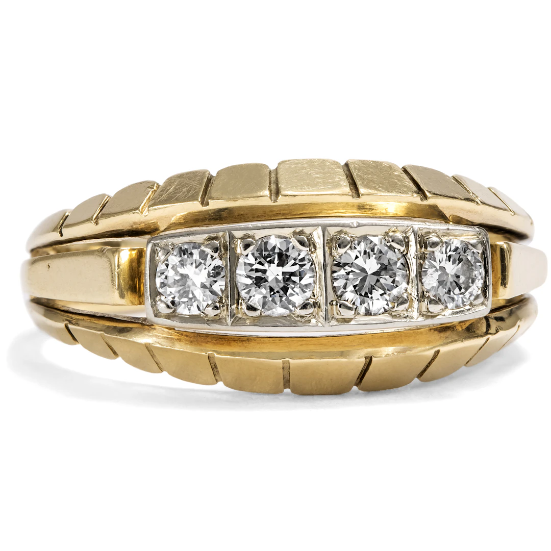 Midcentury Diamond and Gold Ring, German, c. 1950s