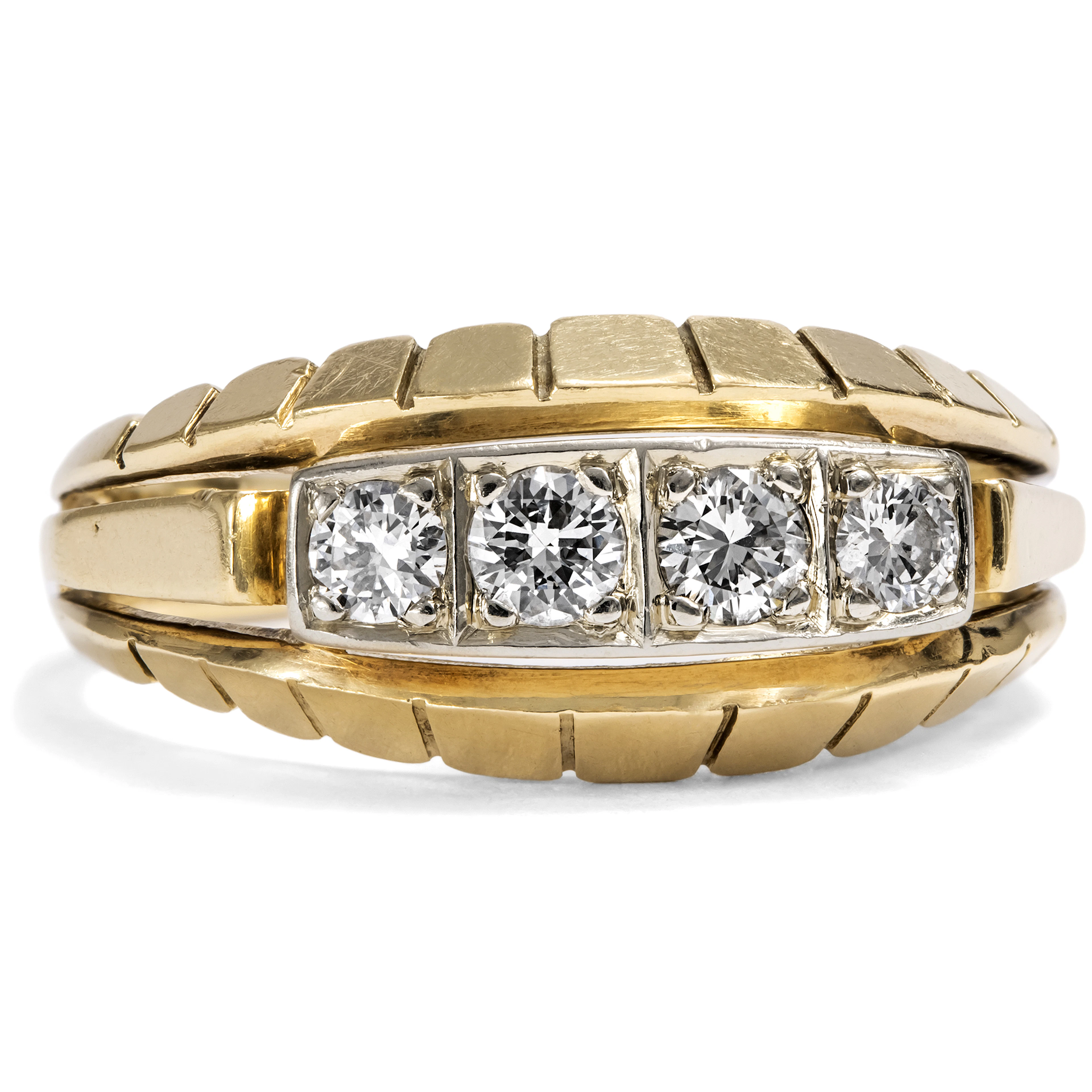 Midcentury Diamond and Gold Ring, German, c. 1950s