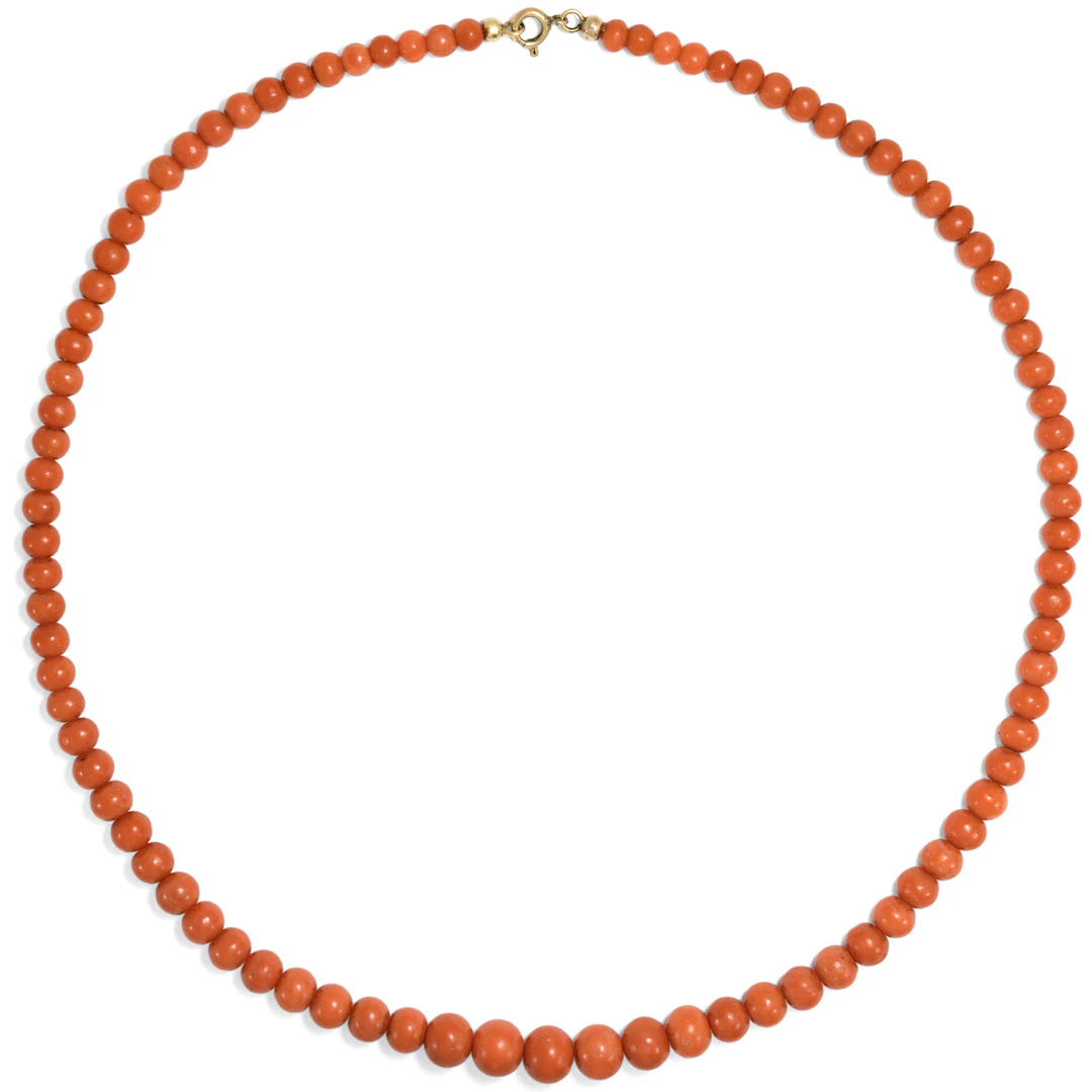 Beautiful Antique Necklace Made of Red Mediterranean Coral, c. 1900