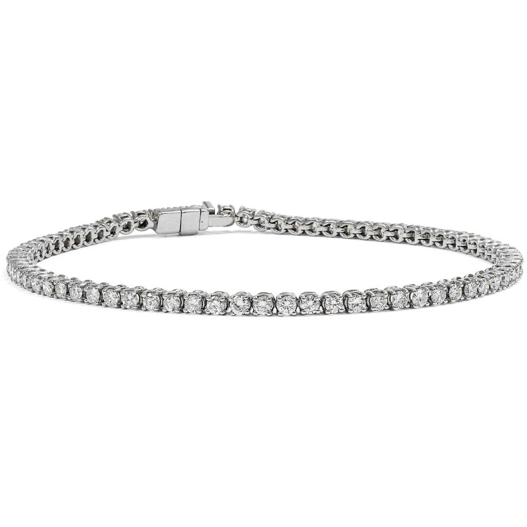 Sparkling White Gold Tennis Bracelet with 2.90 ct Vintage Diamonds